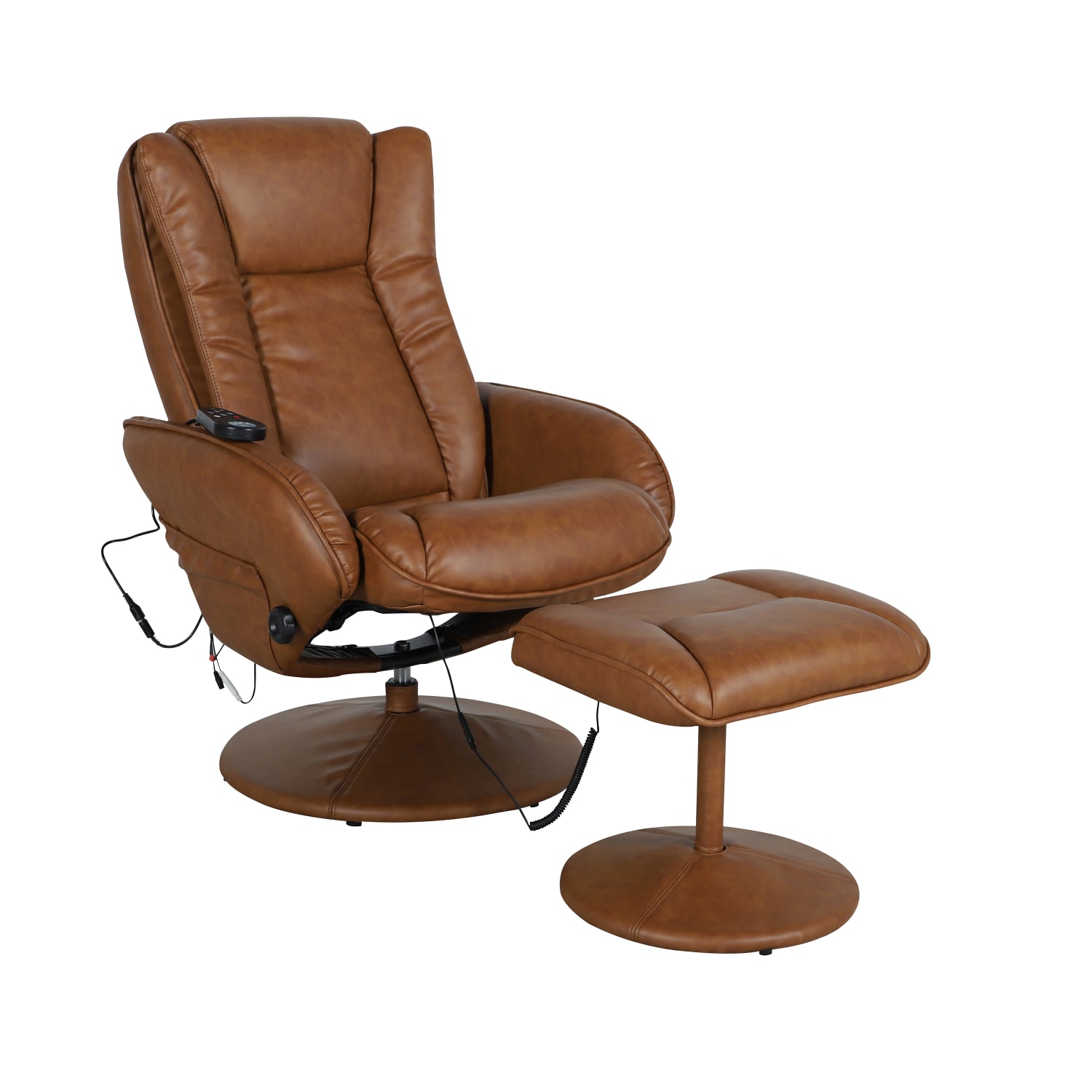 Flash Furniture Multi-Position Heated Massage Recliner And Ottoman, Brown - Image 3