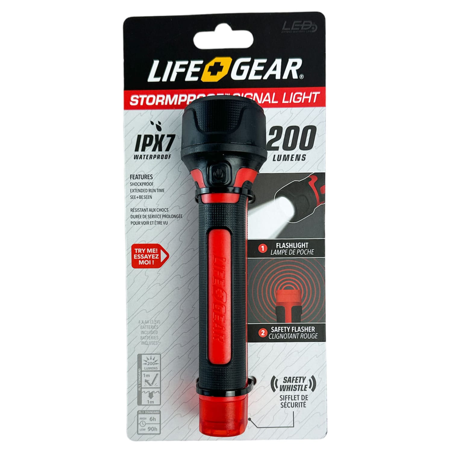 LifeGear 200-Lumen Stormproof Signal Light with Safety Whistle, Red, BA38-60633-RED - Image 5