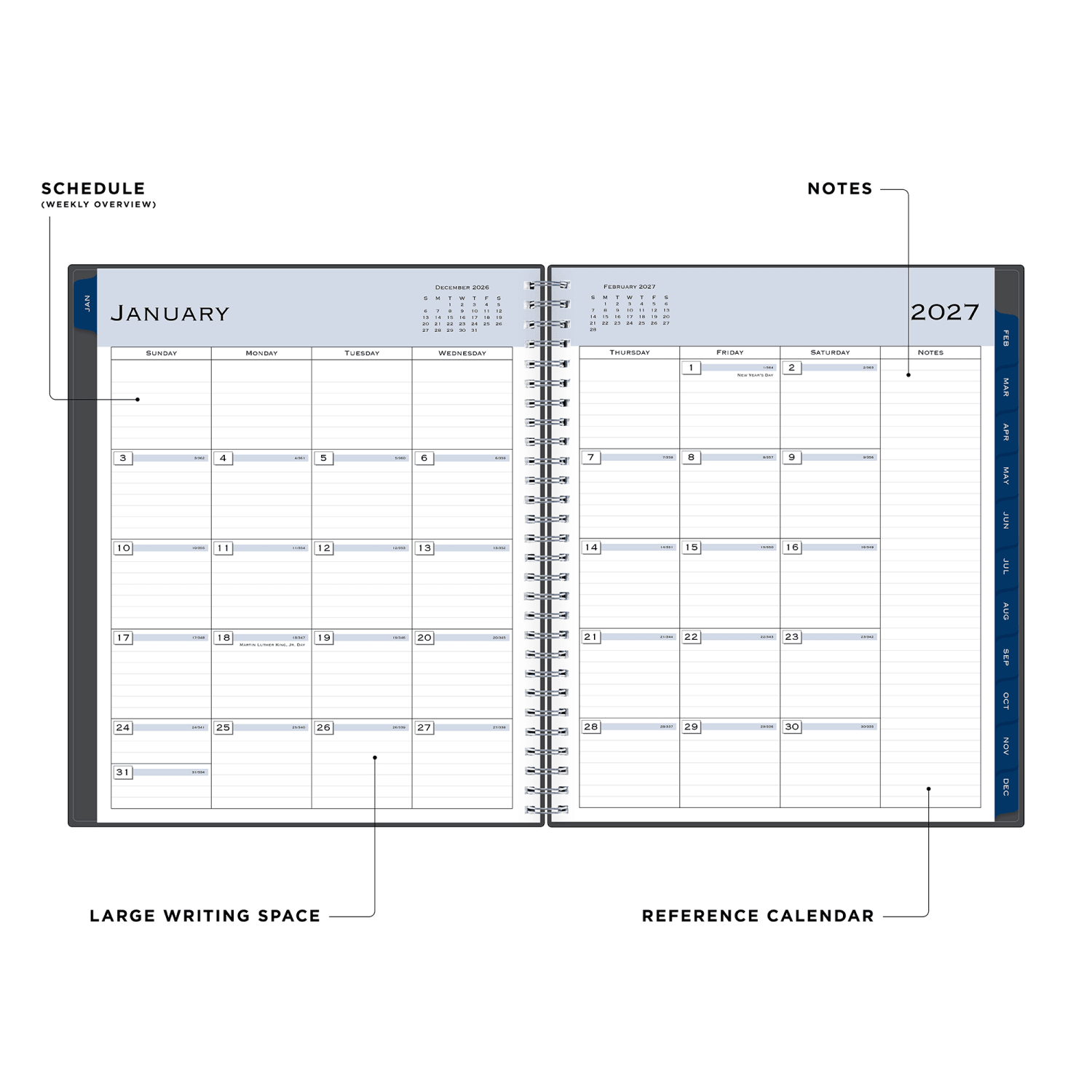 2027 Passages Charcoal Metallic Monthly Planner 8x10 - Image 3