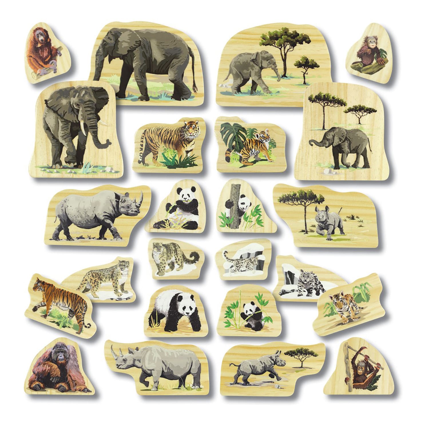 Yellow Door Animal Families Wooden Characters, Endangered