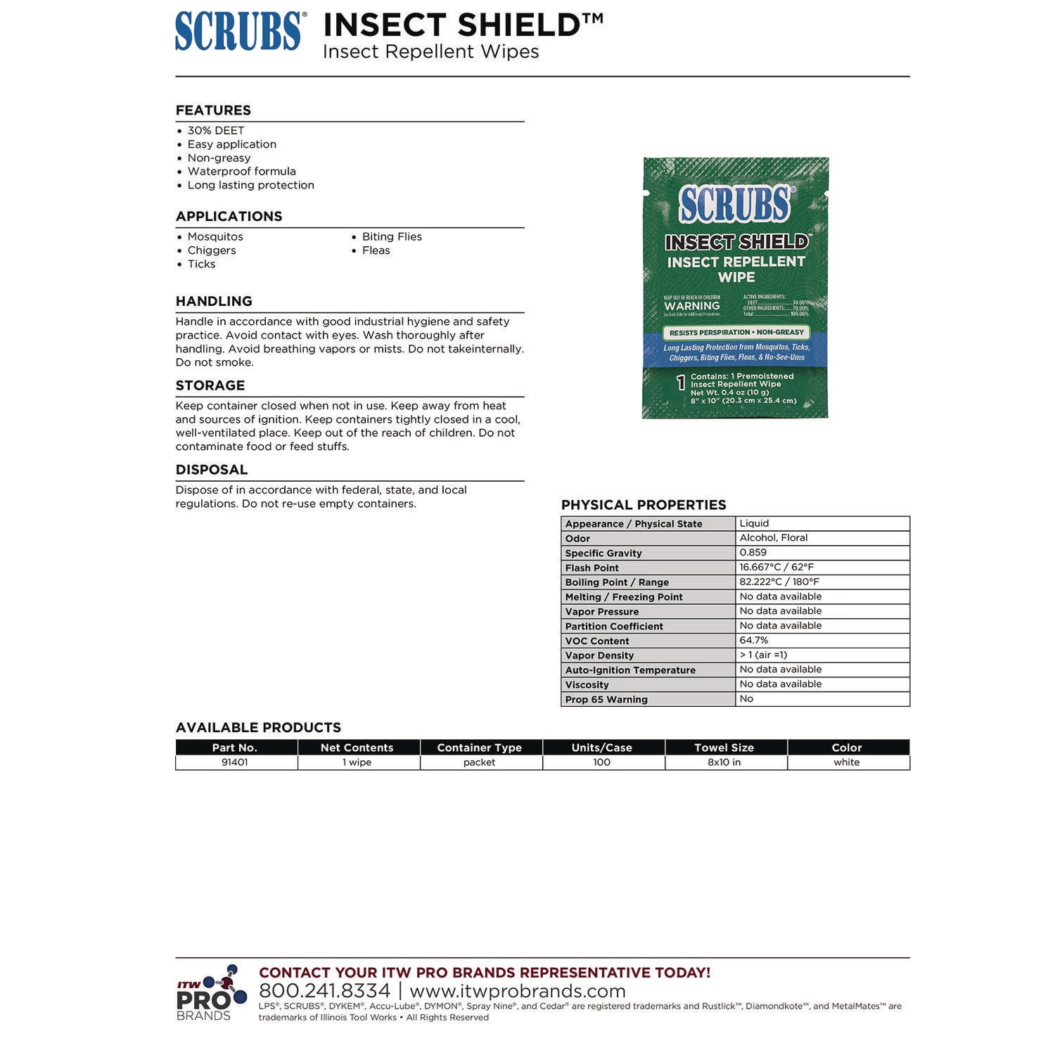 SCRUBS Insect Shield Insect Repellent Wipes, 8 x 10, Floral, 100/Carton - Image 4