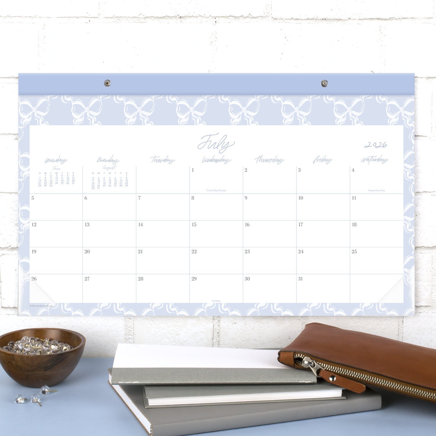 Leah Bisch for Mead Cambridge Academic 2026-2027 Monthly Desk Pad Calendar, Bow Trellis, Compact, 17 3/4in x 11in - Image 4