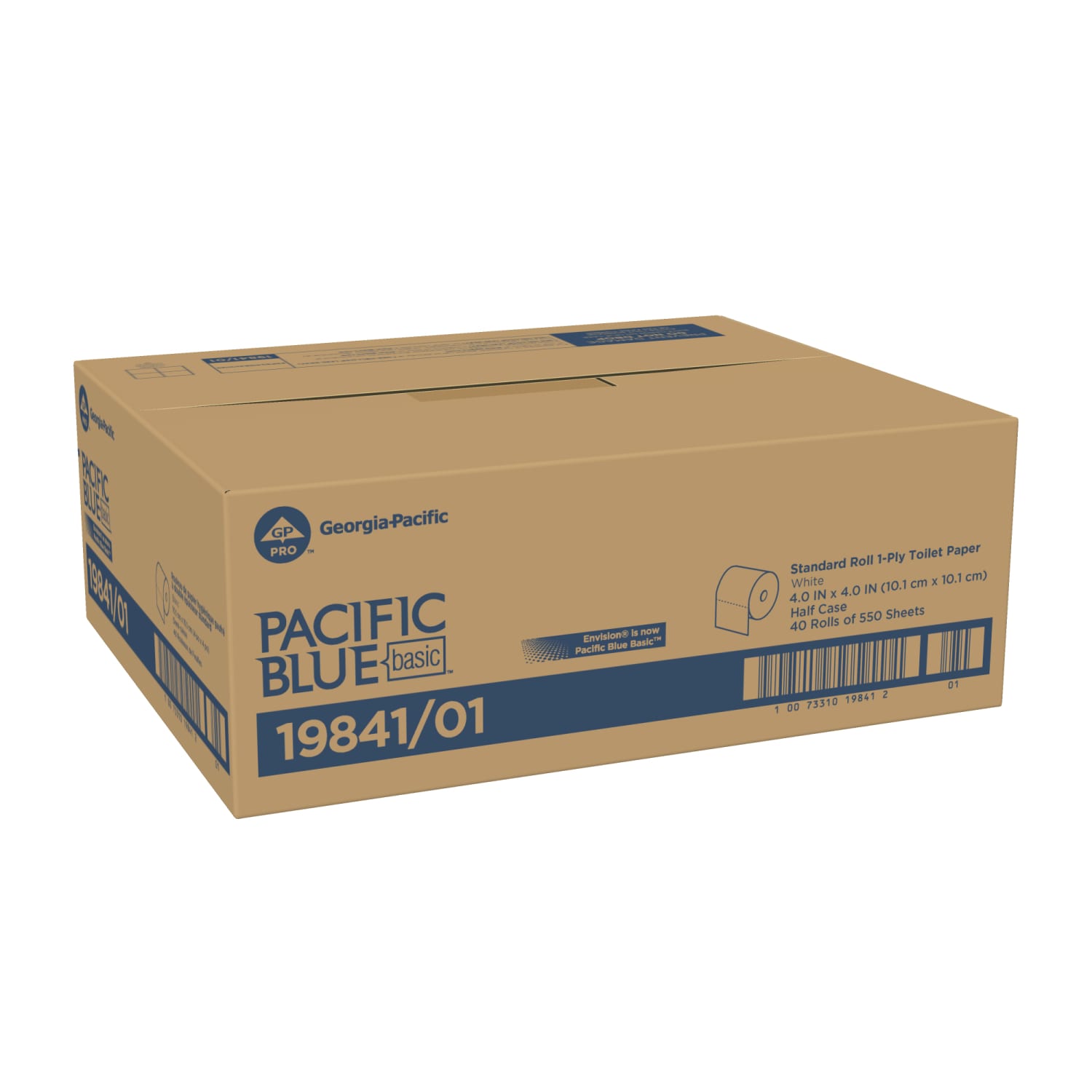 Pacific Blue by GP PRO, 1 Ply, Standard Roll Toilet Paper, 4.05x4, 20% Recycled, White, 550 Sheets, 40 Rolls per Case - Image 3