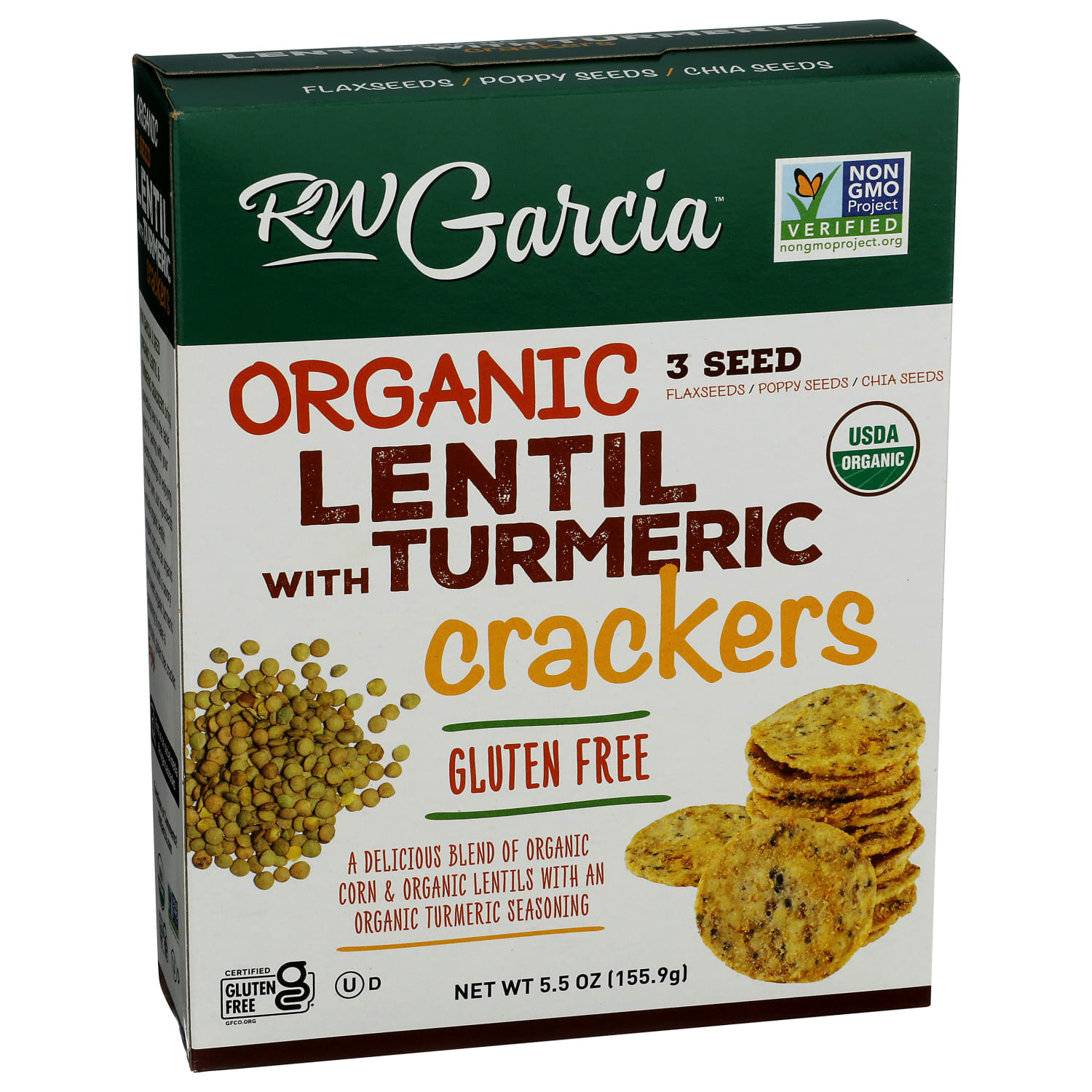 RW Garcia Organic Crackers, Lentil With Turmeric, 5.5 Oz, Total Qty 6 - Image 3