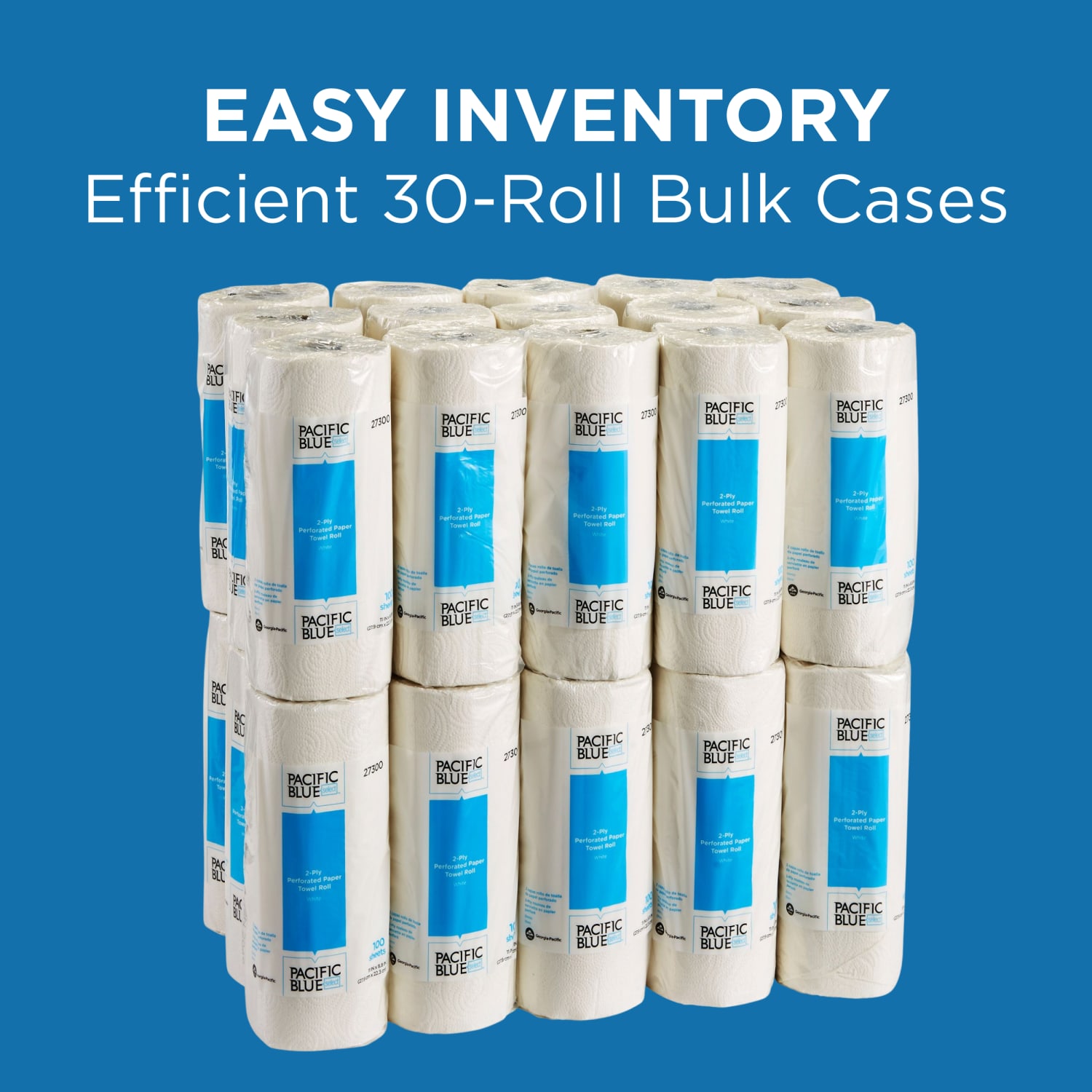 Pacific Blue Select by GP PRO, 2-Ply, Perforated Paper Towels, White, 30 Rolls Per Case, 100 Sheets Per Roll - Image 5