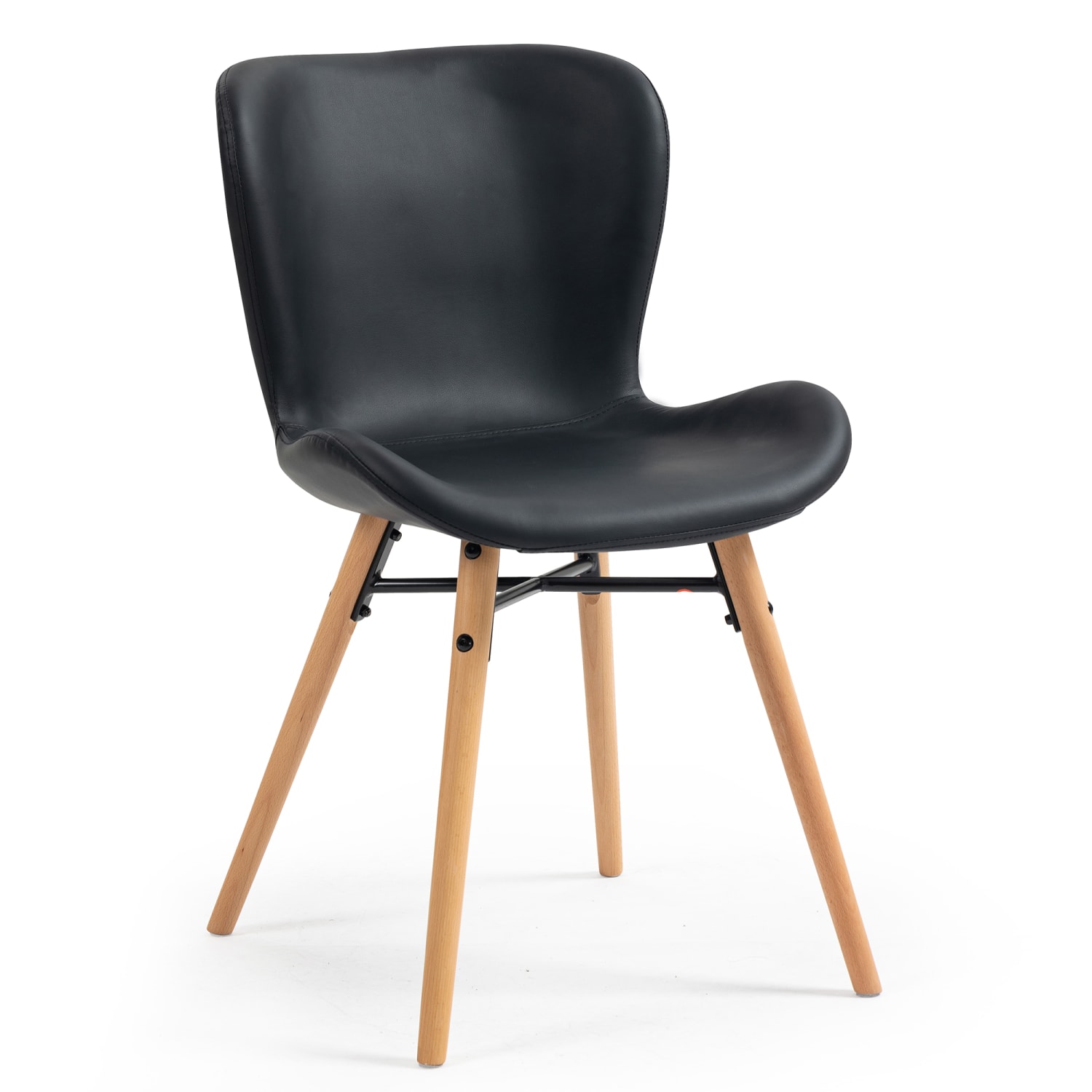 Glamour Home Banks Faux Leather Dining Accent Chairs, Black/Natural, Set Of 2 Chairs - Image 5