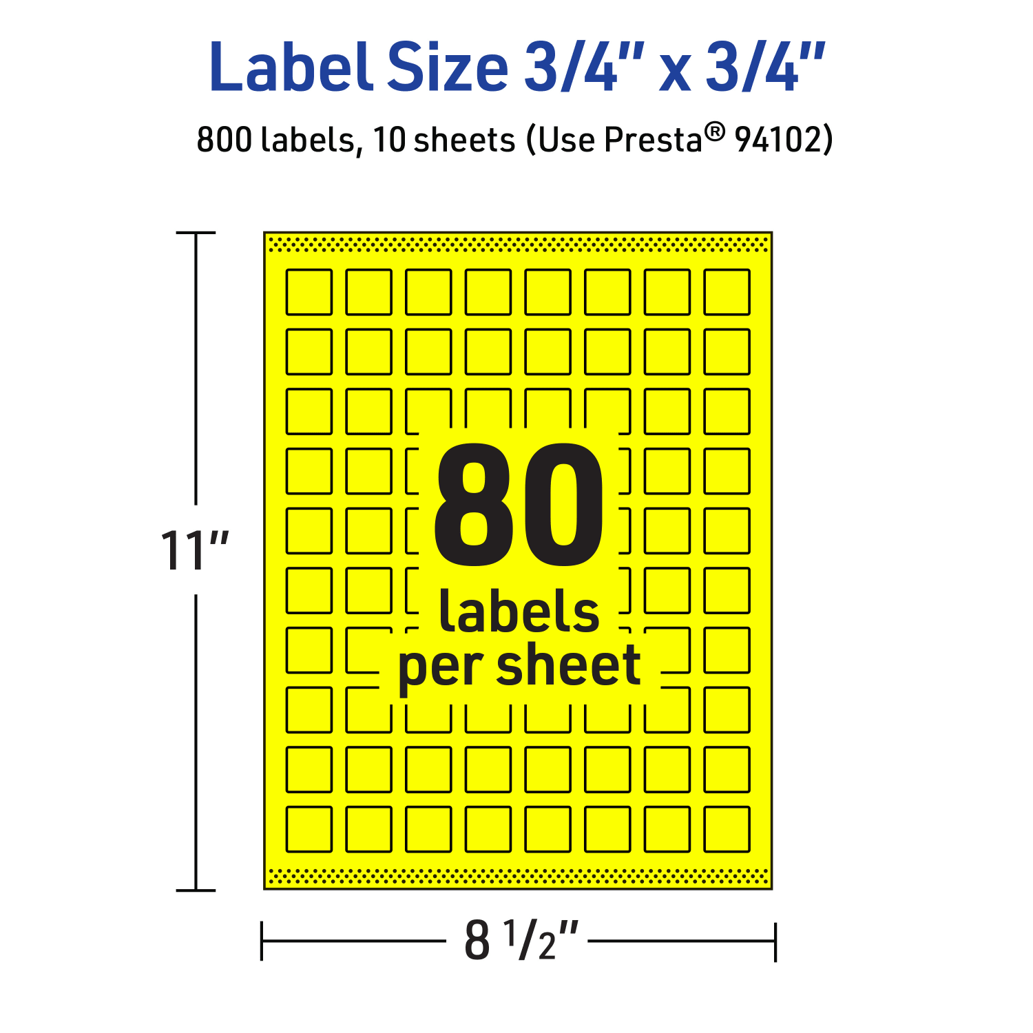 Avery Print-To-The-Edge Labels With Sure Feed Technology And Easy Peel, 94102-NYP10, Square, 3/4in x 3/4in, Matte Neon Yellow, Pack of 800 - Image 6
