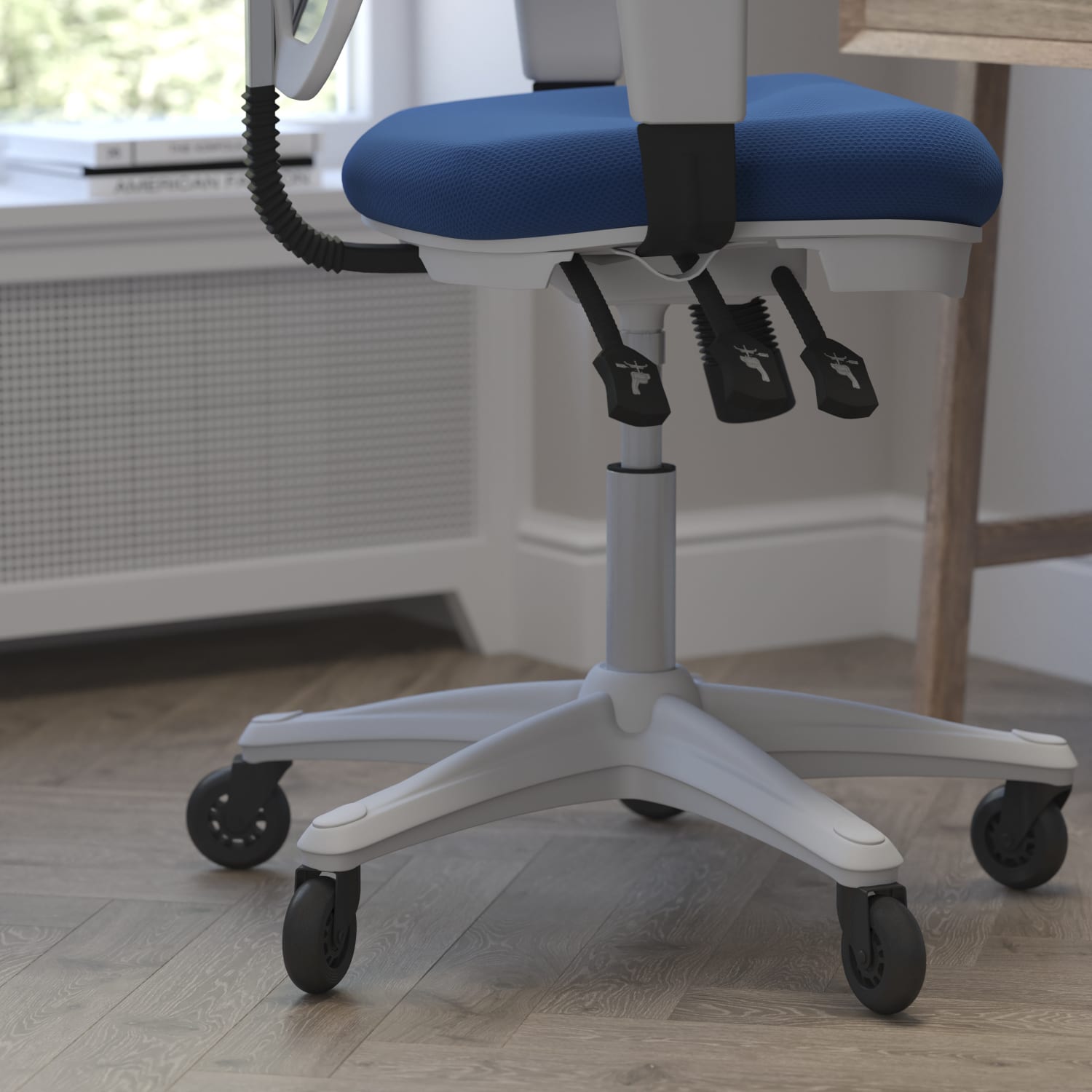 Flash Furniture Nicholas Ergonomic Mesh Mid Back Multifunction Executive Swivel Office Chair BlueWhite PopularChairscom