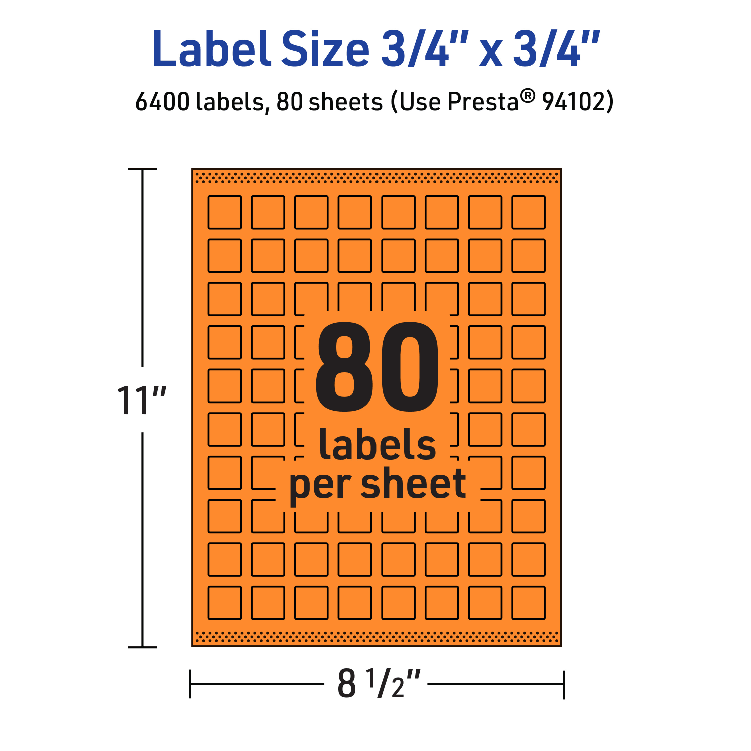 Avery Print-To-The-Edge Labels With Sure Feed Technology And Easy Peel, 94102-BOP80, Square, 3/4in x 3/4in, Matte Bright Orange, Pack of 6400 - Image 6