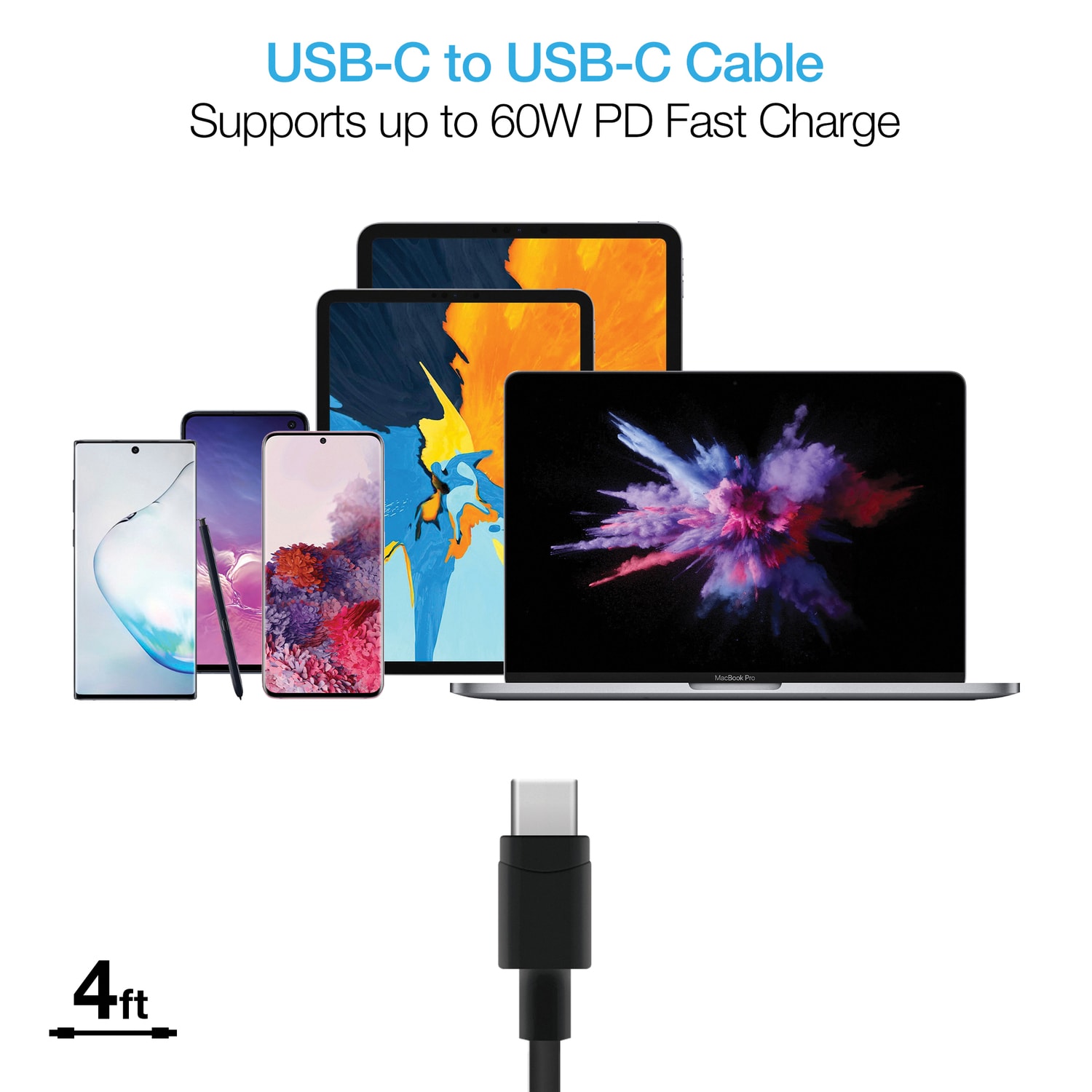 Naztech 20-Watt Power Delivery USB-C Wall Charger And USB-C To USB-C Cable, 4ft, Black - Image 4