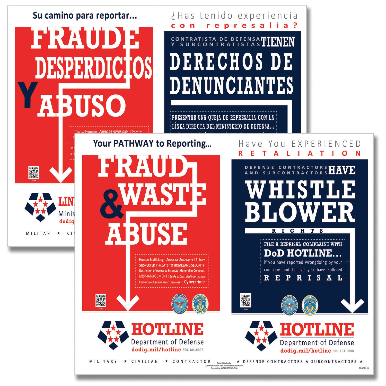 ComplyRight Department Of Defense Fraud And Whistleblower Hotline Poster, Bilingual, 17in x 11in