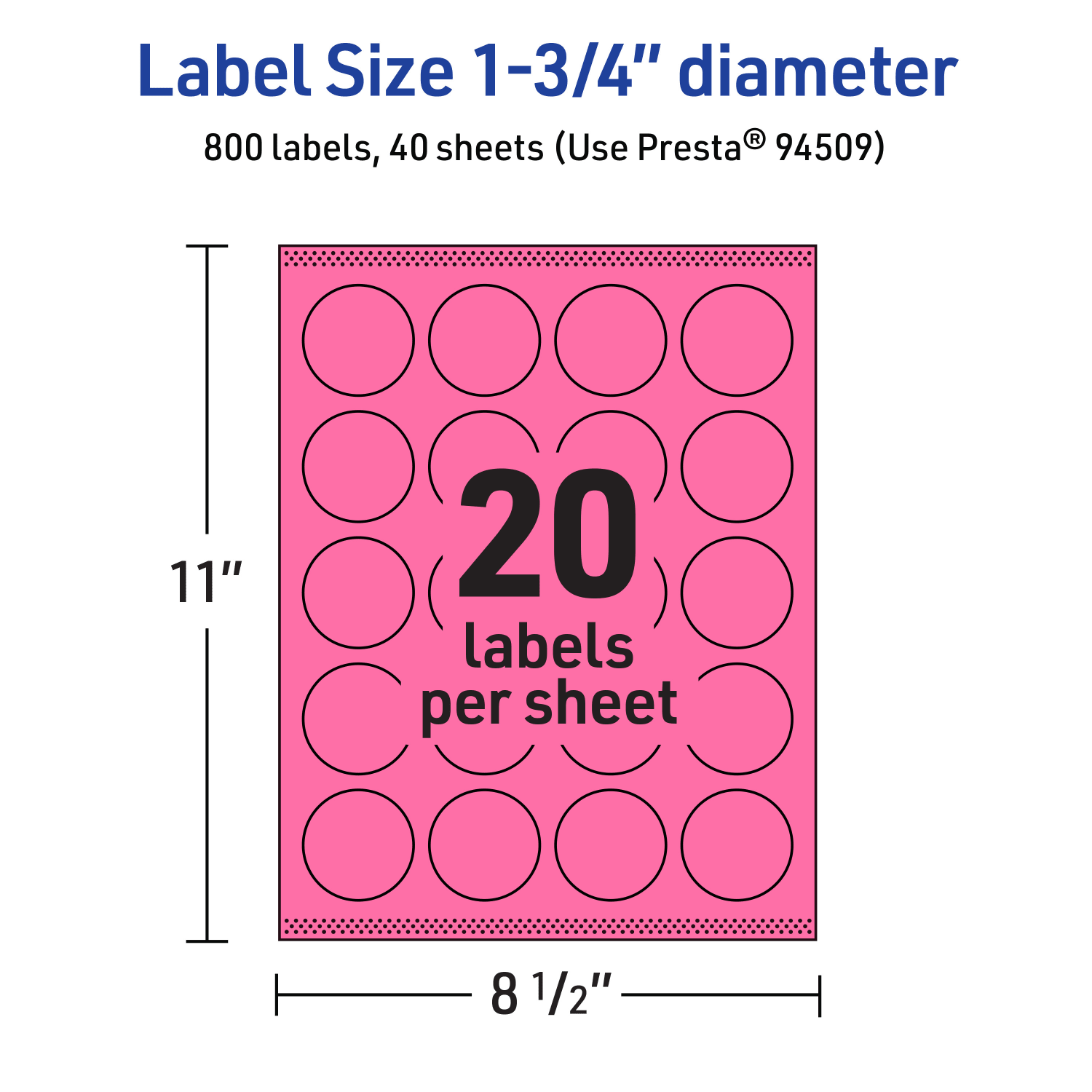 Avery Print-To-The-Edge Labels With Sure Feed Technology And Easy Peel Label Feature, 94509-BPP40, Round, 1-3/4in, Matte Bright Pink, Pack of 800 - Image 6