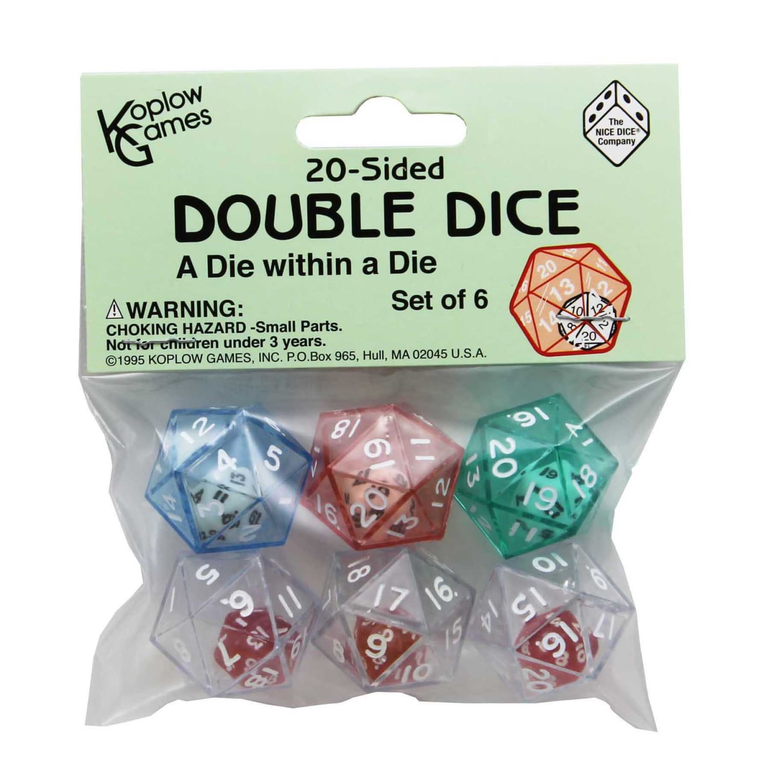 Koplow Games 20-Sided Double Dice Set, 6 Per Pack, Set Of 3 Packs - Image 3
