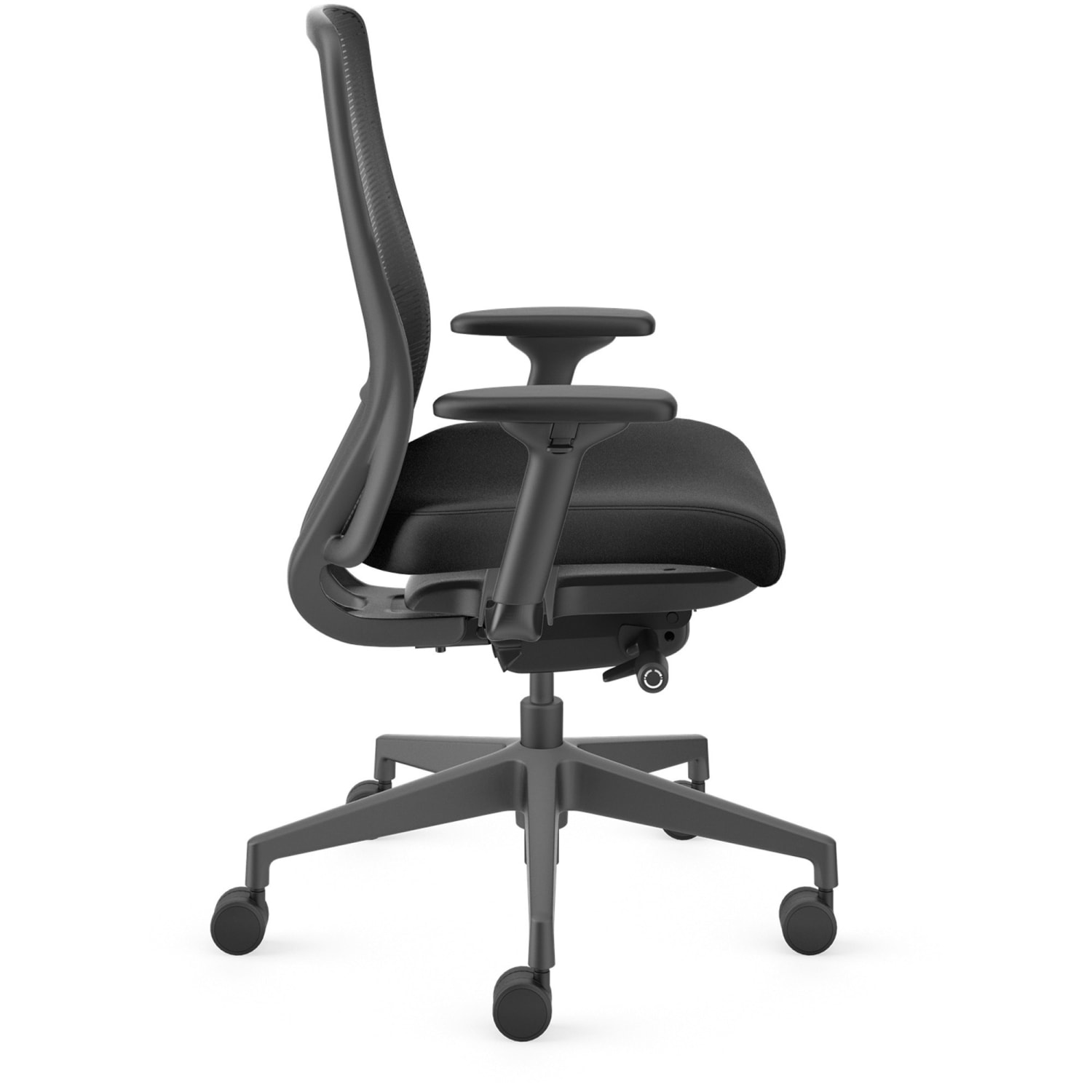 HON Nucleus Task Chair KD - Black Seat Color - Fabric Seat Material - Black Back Color - Black Frame Color - Armrest - 1 Each - Image 3