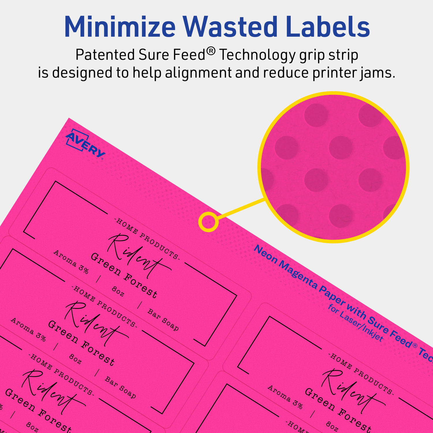 Avery Printable Labels With Sure Feed Technology, 94206-NMP10, Rectangle, 1-1/3in x 4in, Matte Neon Magenta, Pack of 140 - Image 5