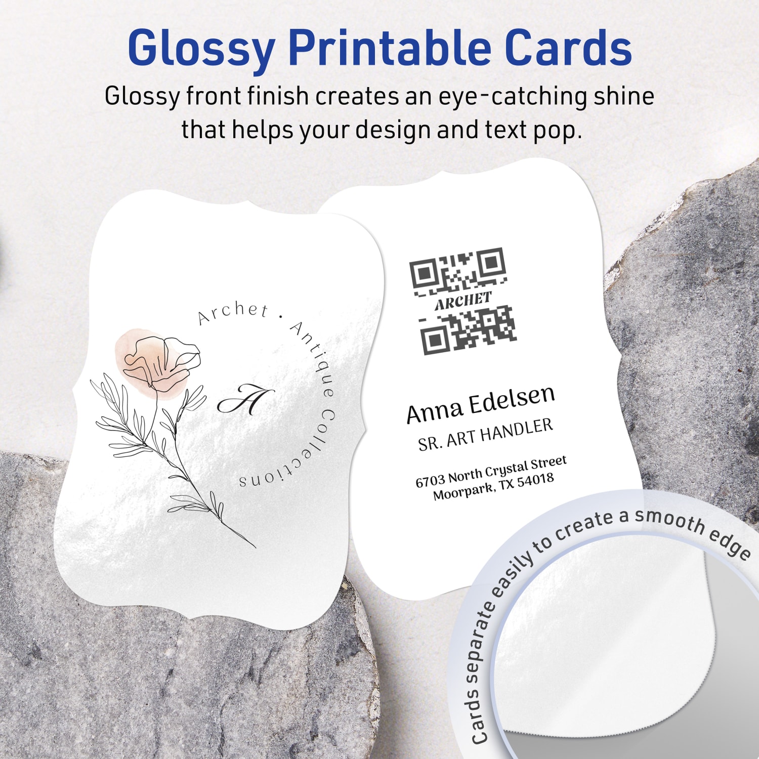 Avery Printable Postcards, 3-1/2in x 5in Rectangle Flourished Edge, Glossy White, Pack Of 100 - Image 3