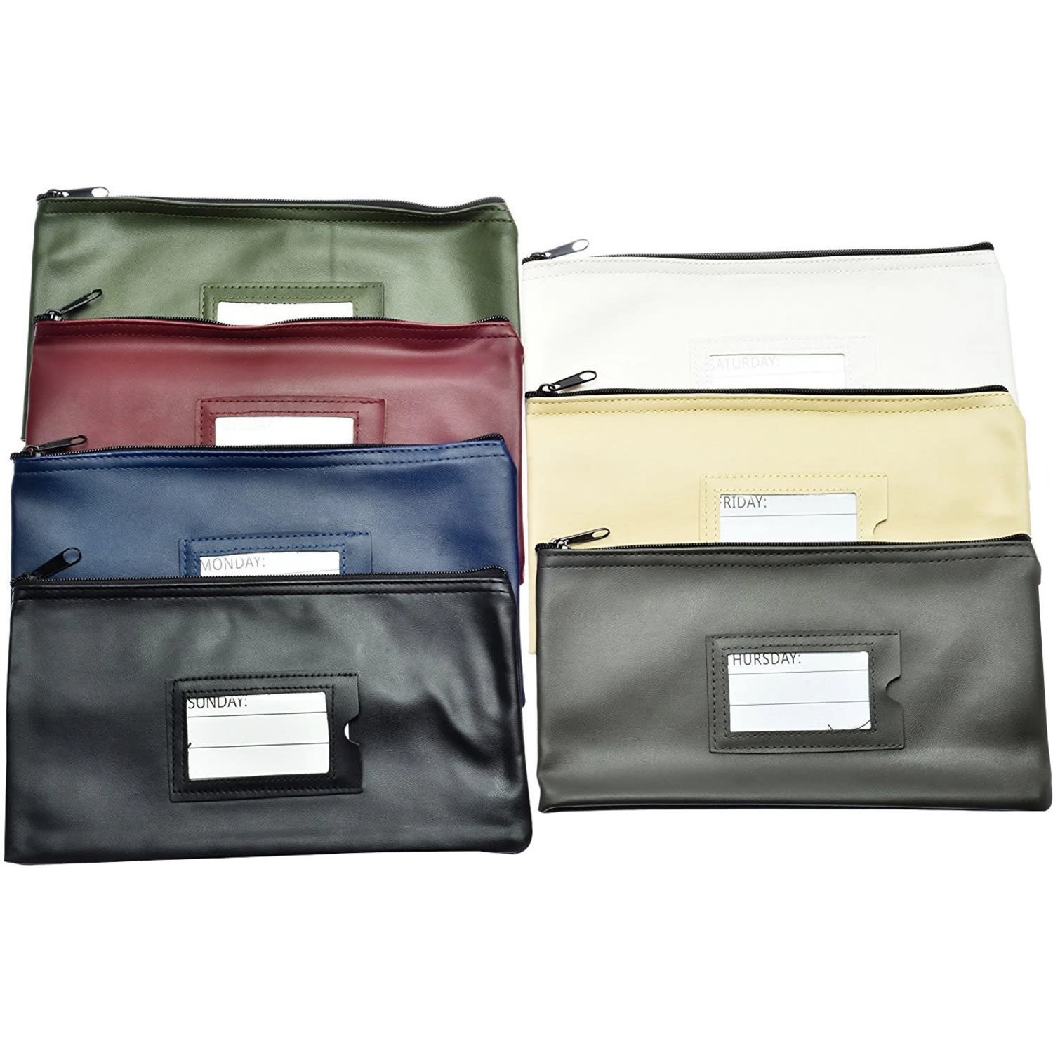 Nadex Coins Multicolor 7 Days Bank Deposit Cash and Coin Pouches, 11inx 6in, Zipper Closure, 7 Count - NCB91003AST