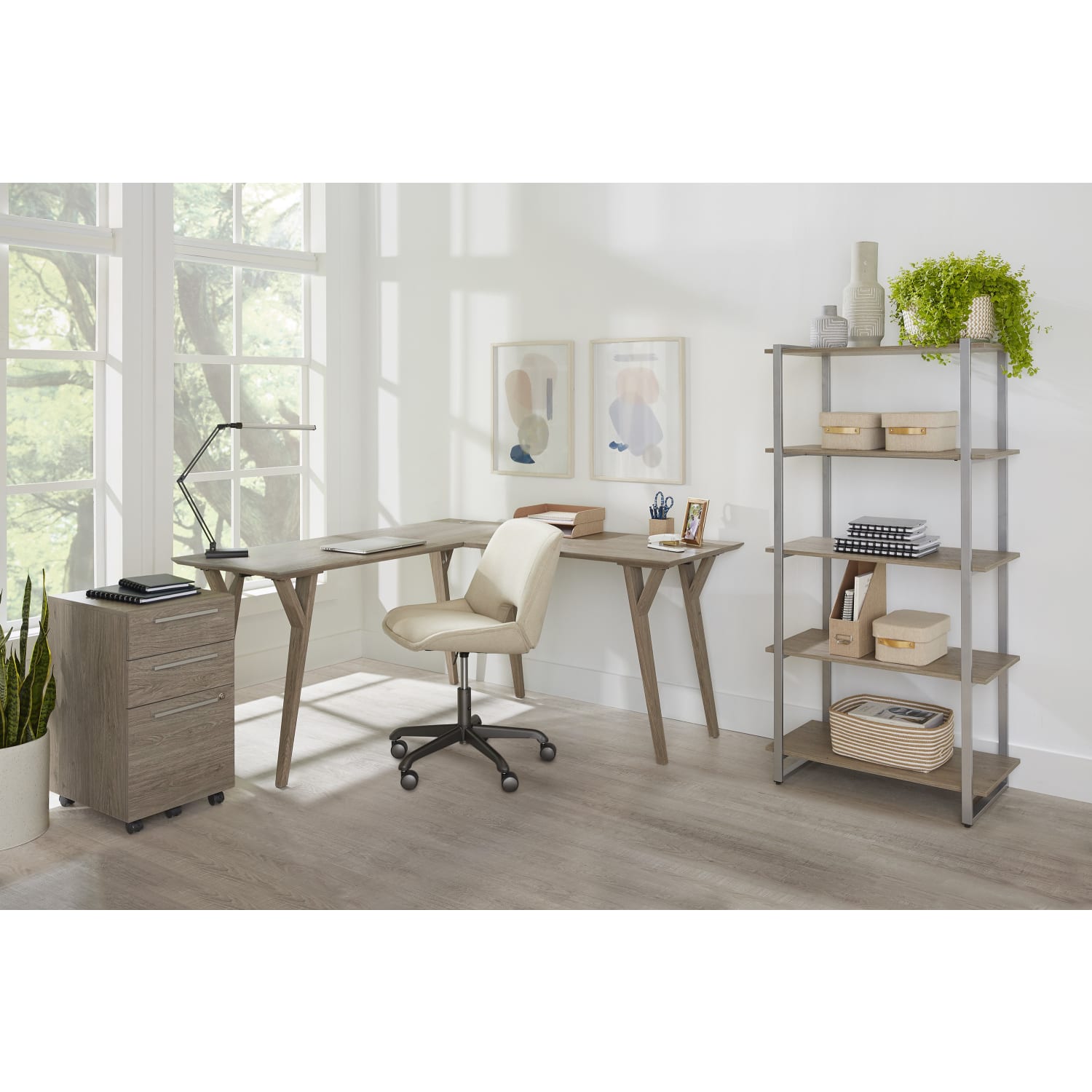 Realspace Trezza 19inD Vertical 3-Drawer Mobile File Cabinet, Light Oak - Image 6
