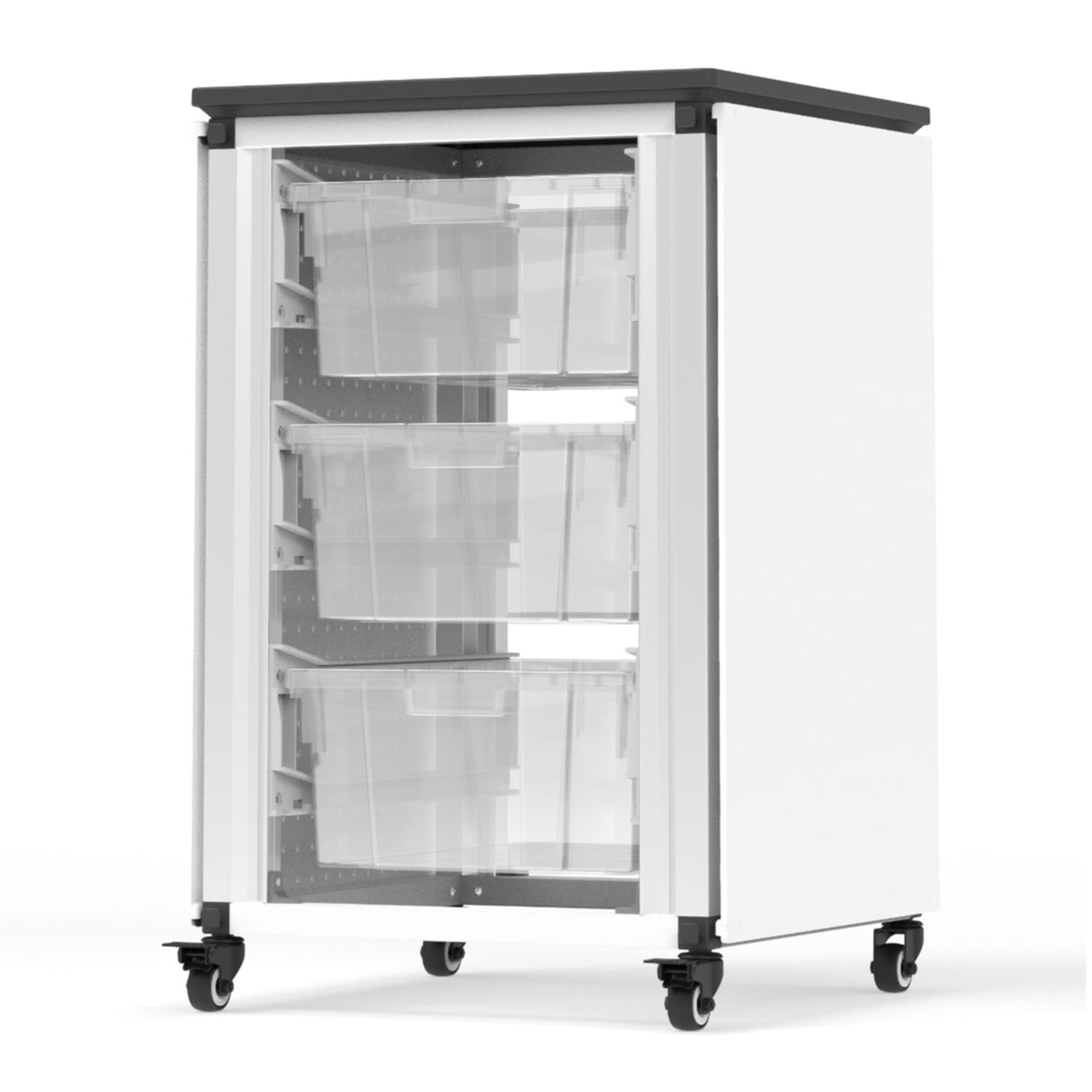 Luxor Modular Classroom Storage Cabinet, 3 Large Bins, 29inH x 18-1/4inW x 18-1/4inD, White - Image 3
