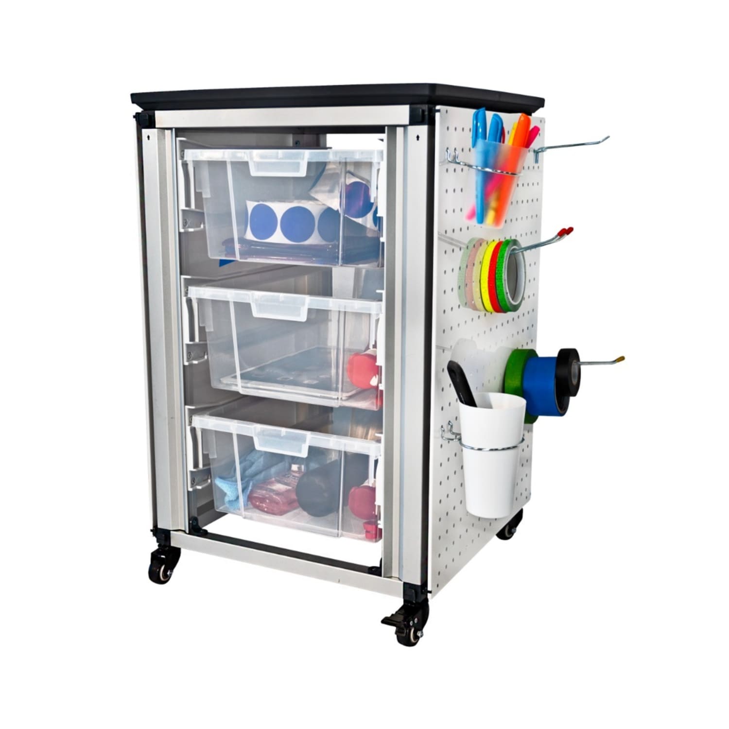 Luxor Modular Classroom Storage Cabinet, 3 Large Bins, 29inH x 18-1/4inW x 18-1/4inD, White - Image 5