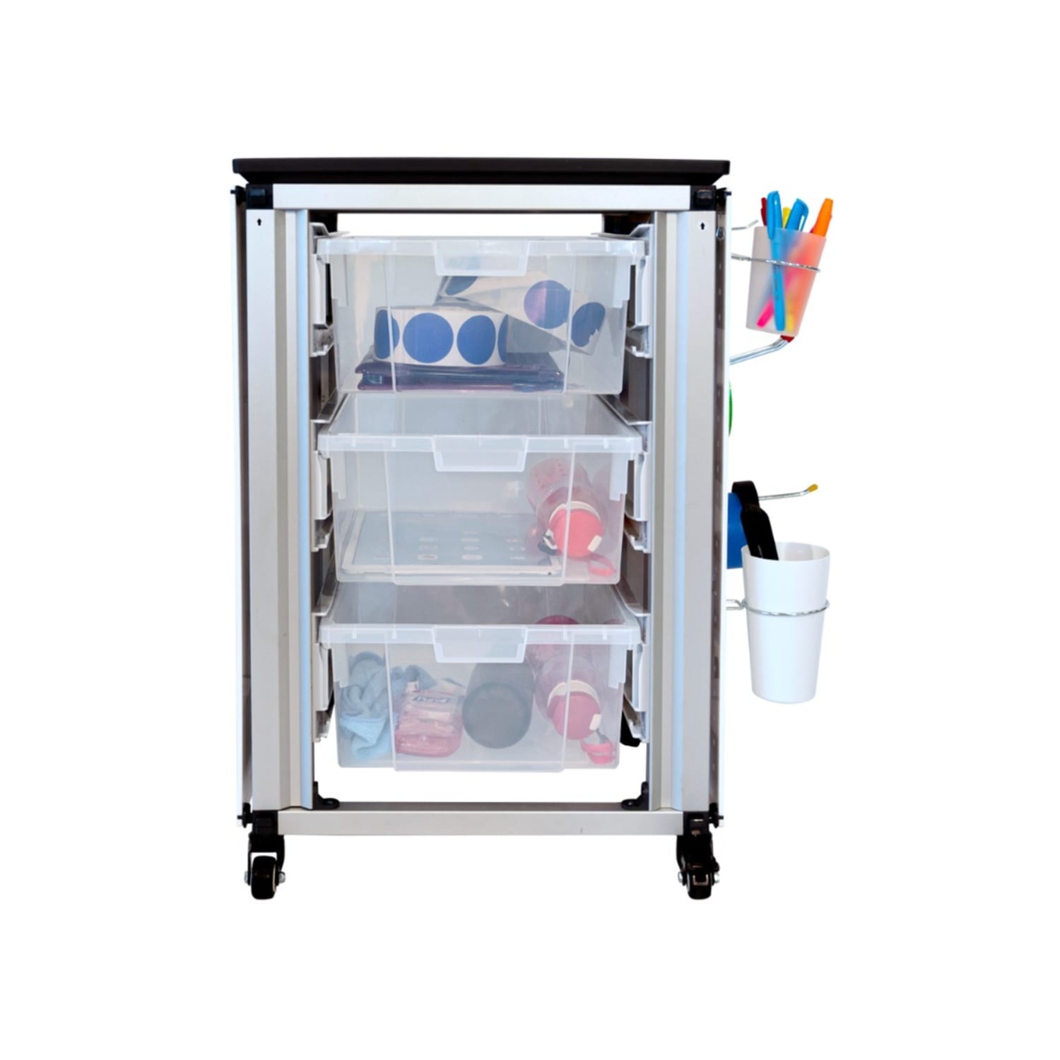 Luxor Modular Classroom Storage Cabinet, 3 Large Bins, 29inH x 18-1/4inW x 18-1/4inD, White - Image 6