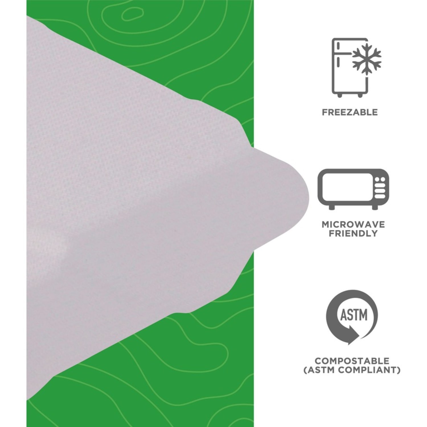 Eco-Products Vanguard Renewable & Compostable Sugarcane Clamshells, 3-Compartment, 9in x 9in x 3in, White, Case Of 200 Clamshells - Image 4