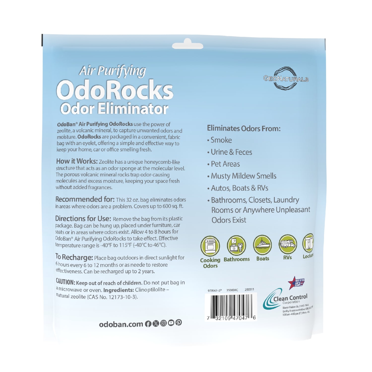OdoBan Air Purifying OdoRocks Natural Odor Eliminator, Fragrance Free, 2 Lb - Image 3