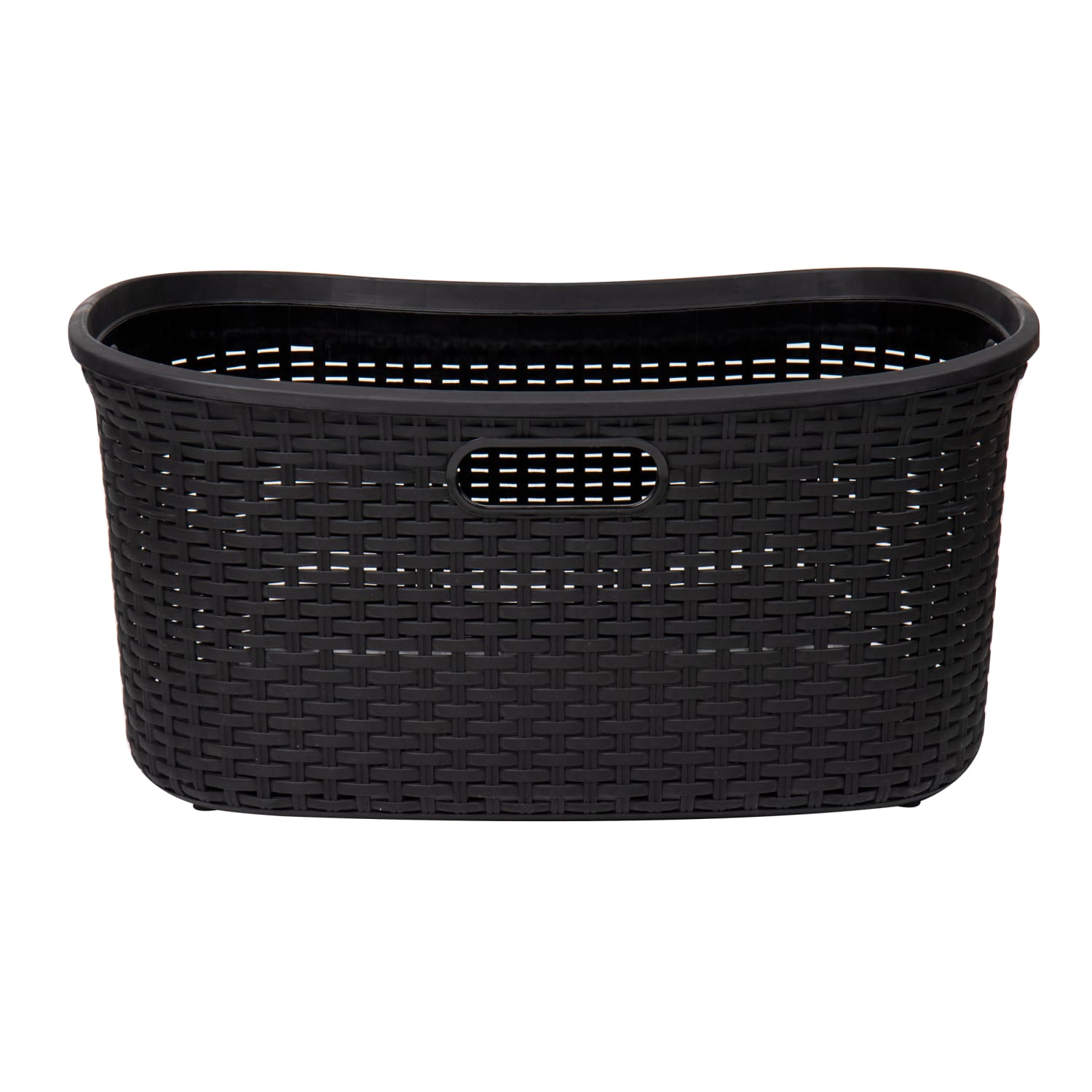 Mind Reader 40L Plastic Laundry Basket Clothes Hamper, 11in H x 14-1/2in W x 23in L, Black, Set of 2 - Image 6