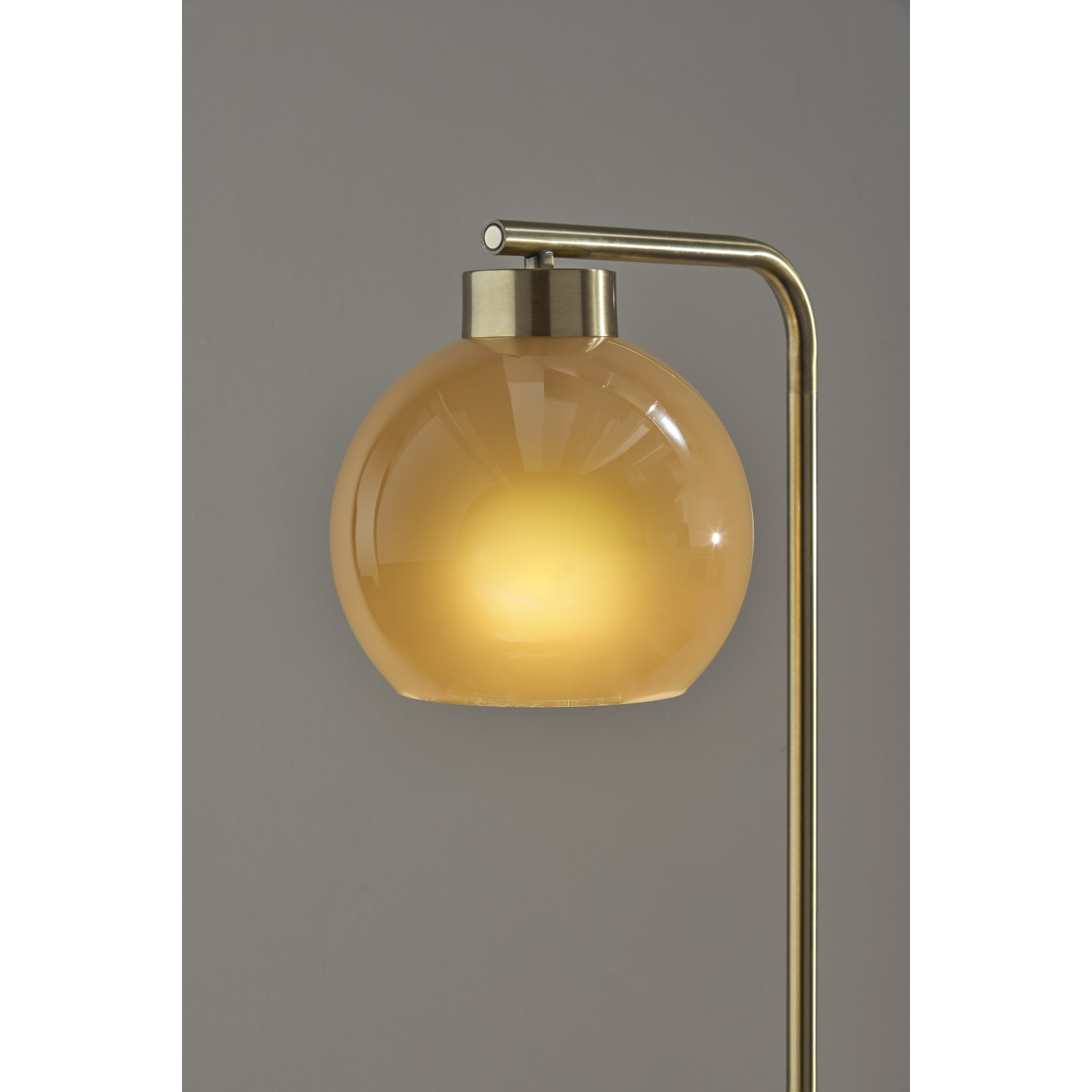 Adesso Atticus Floor Lamp, 59inH, Amber Glosted Glass Shade/Antique Brass Base - Image 4