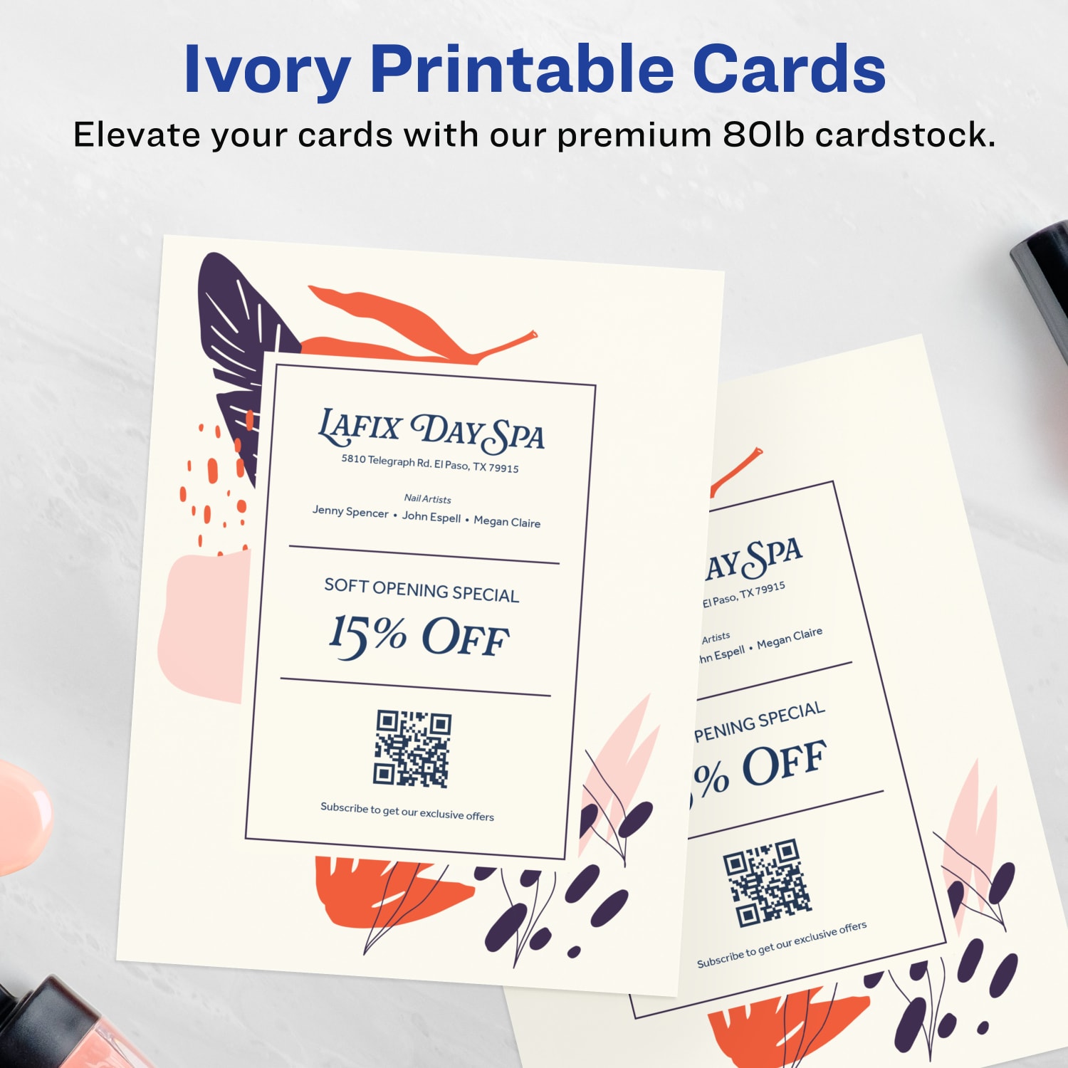 Avery Printable Cards, 95282-MIC10, Rectangle, 8.5in x 11in, Matte Ivory, Pack Of 10 - Image 3