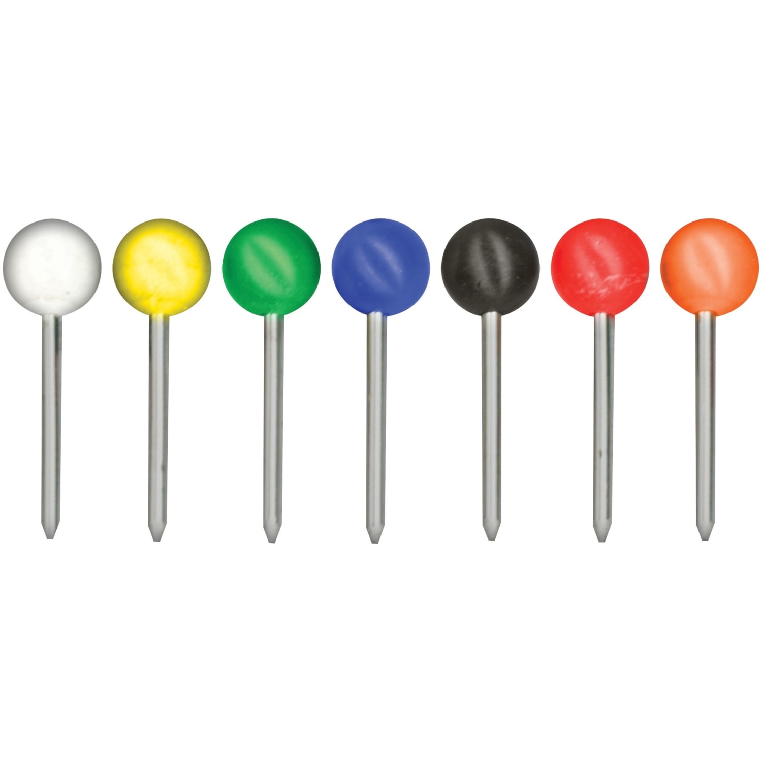 Gem Office Products Round Head Map Tacks - 0.18in Head - 0.4in Length - Assorted - 100 / Box