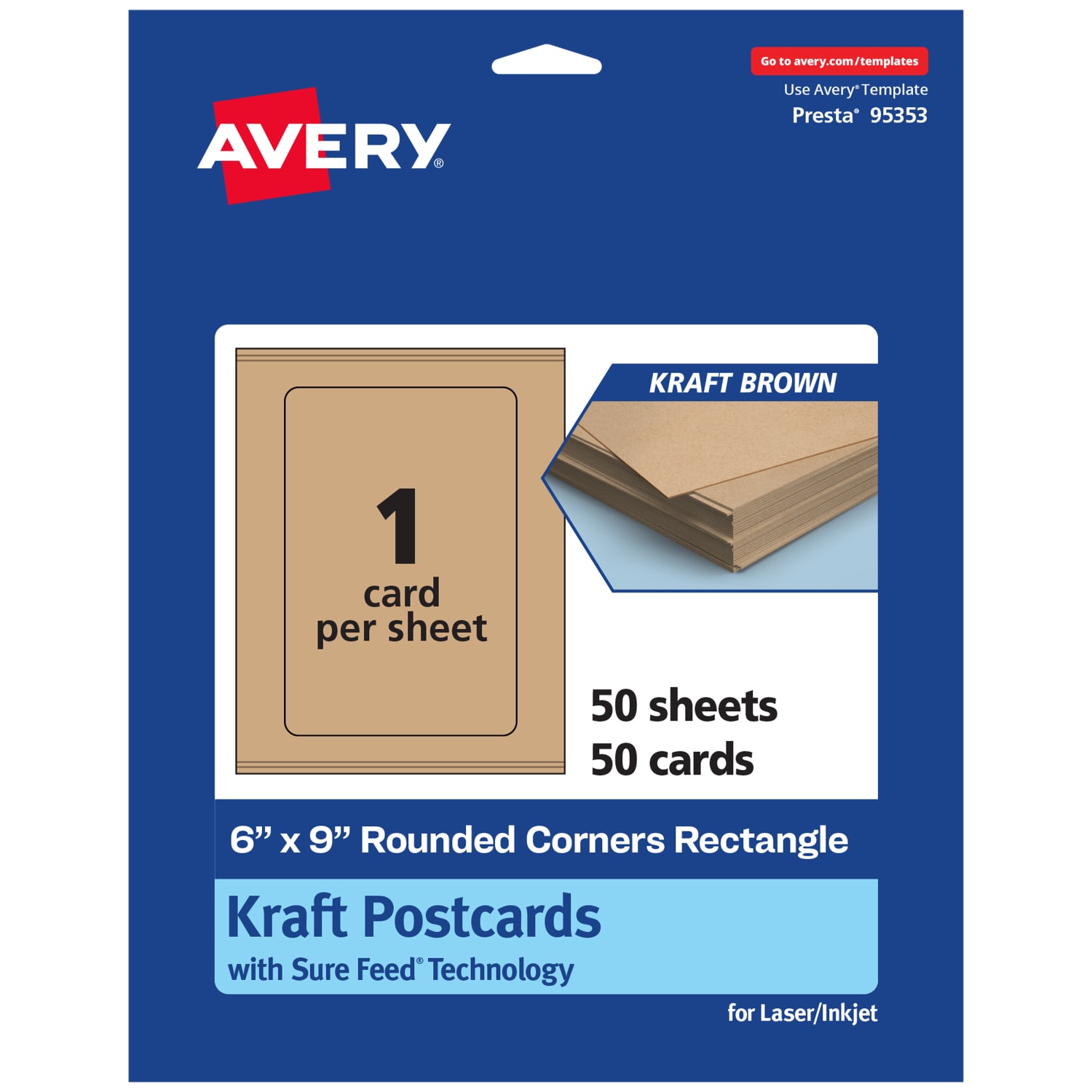 Avery Printable Postcards With Sure Feed Technology, 6in x 9in Rectangle Rounded Corners, Kraft Brown, Pack Of 50 - Image 3