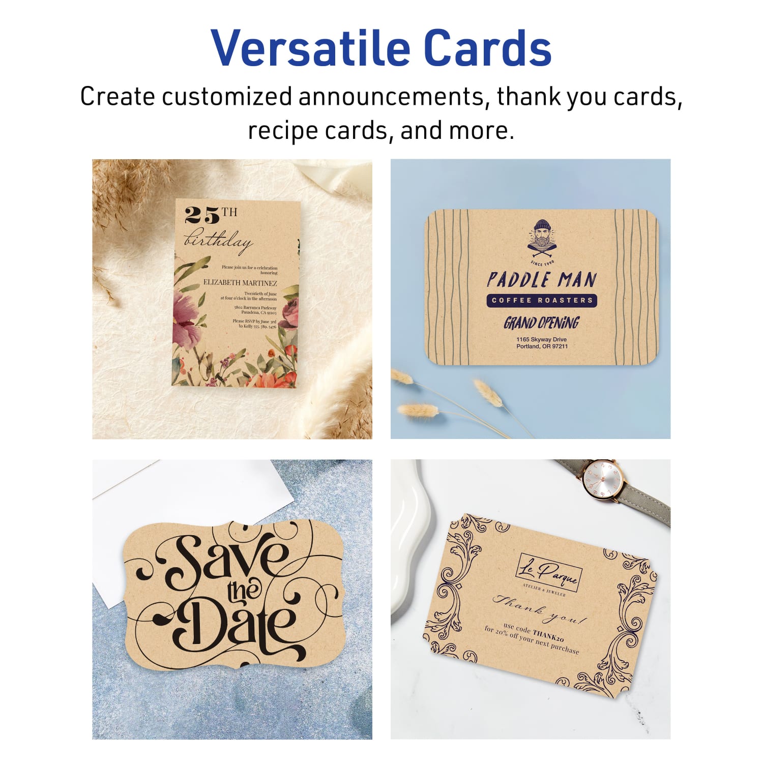Avery Printable Postcards With Sure Feed Technology, 6in x 9in Rectangle Rounded Corners, Kraft Brown, Pack Of 50 - Image 4