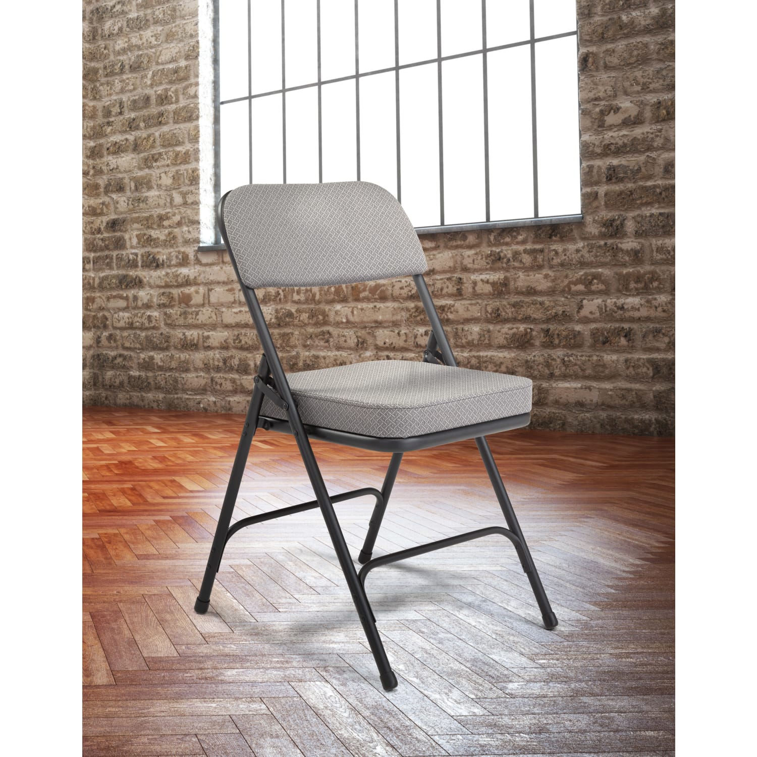 National Public Seating 3200 Series Deluxe Upholstered Folding Chairs, Charcoal Gray, Set Of 2 Chairs - Image 9