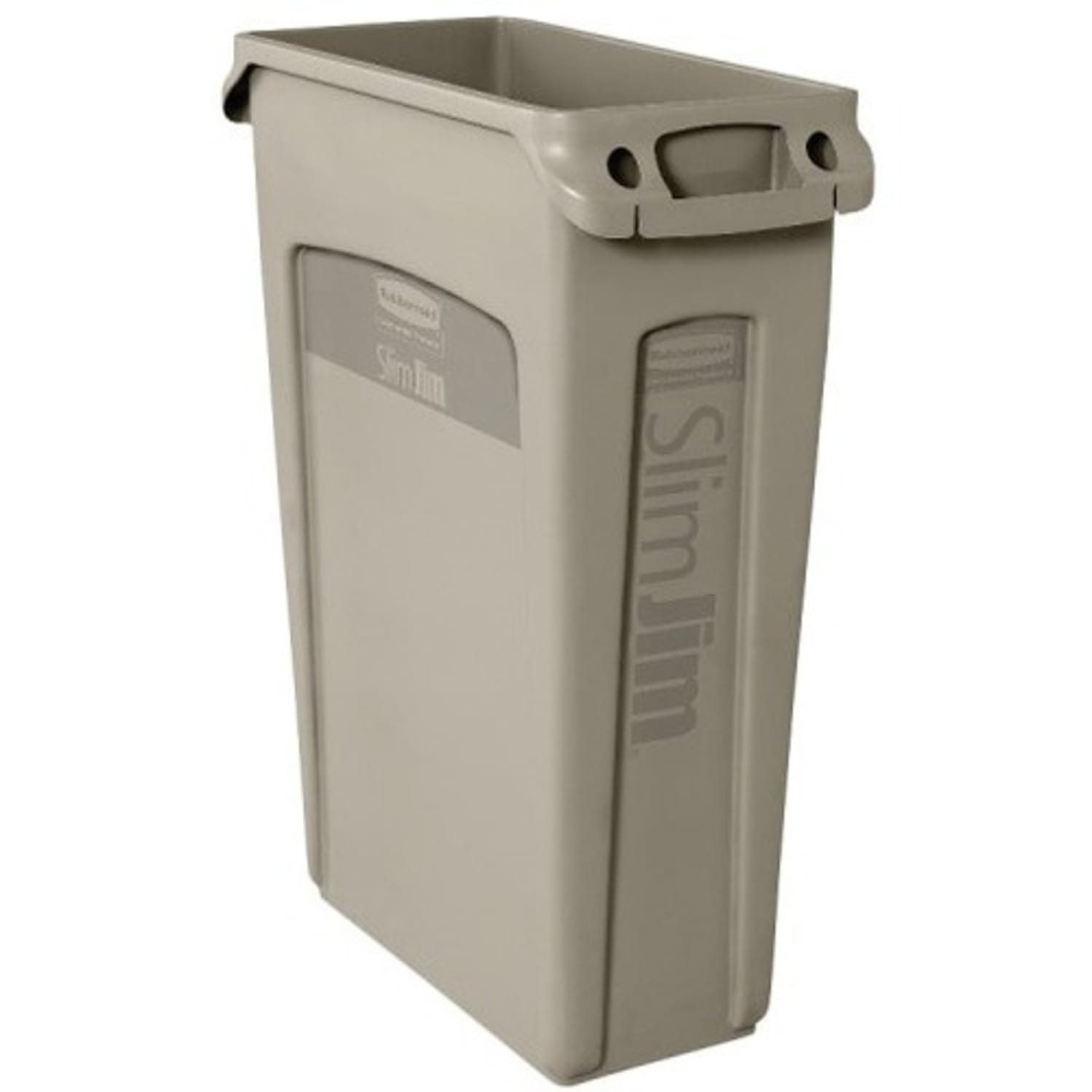 Rubbermaid Slim Jim Waste Container With Vents Channels, 23 Gallons, 30in x 11in x 22in, Beige - Image 3