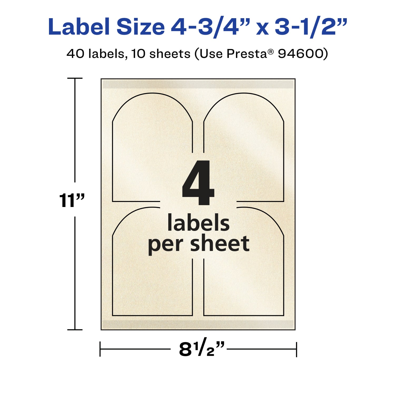 Avery Pearlized Permanent Labels With Sure Feed, 94600-PIP10, Arched, 4-3/4in x 3-1/2in, Ivory, Pack Of 40 Labels - Image 6