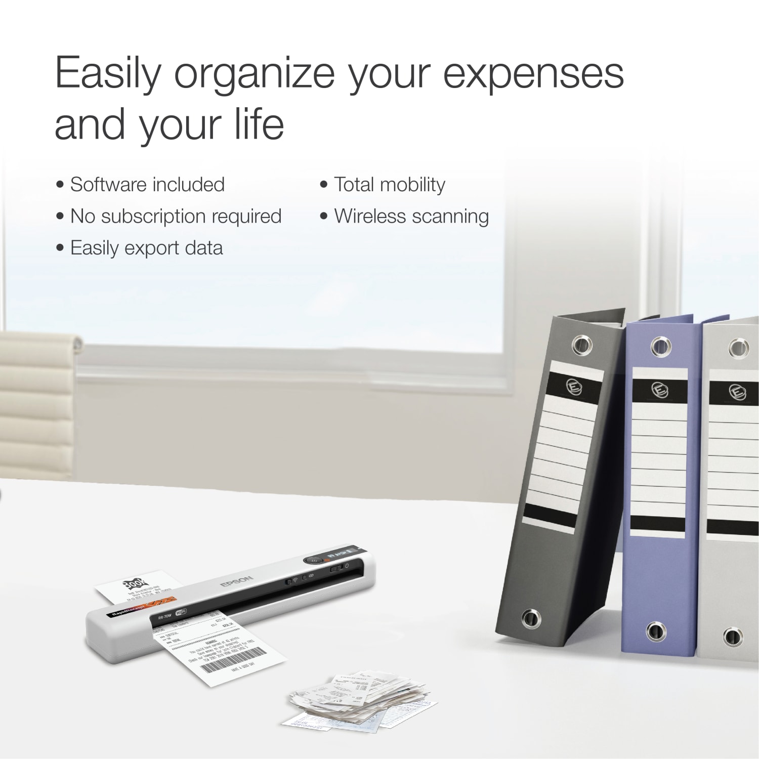 Epson RapidReceipt Wireless Mobile Receipt And Color Document Scanner, RR-70W - Image 3