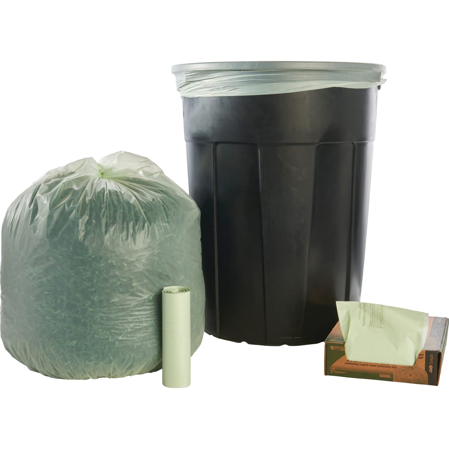 Stout EcoSafe-6400 Compostable Compost Bags, 0.85 mil, 32-Gallon, Green, Box Of 50 - Image 3