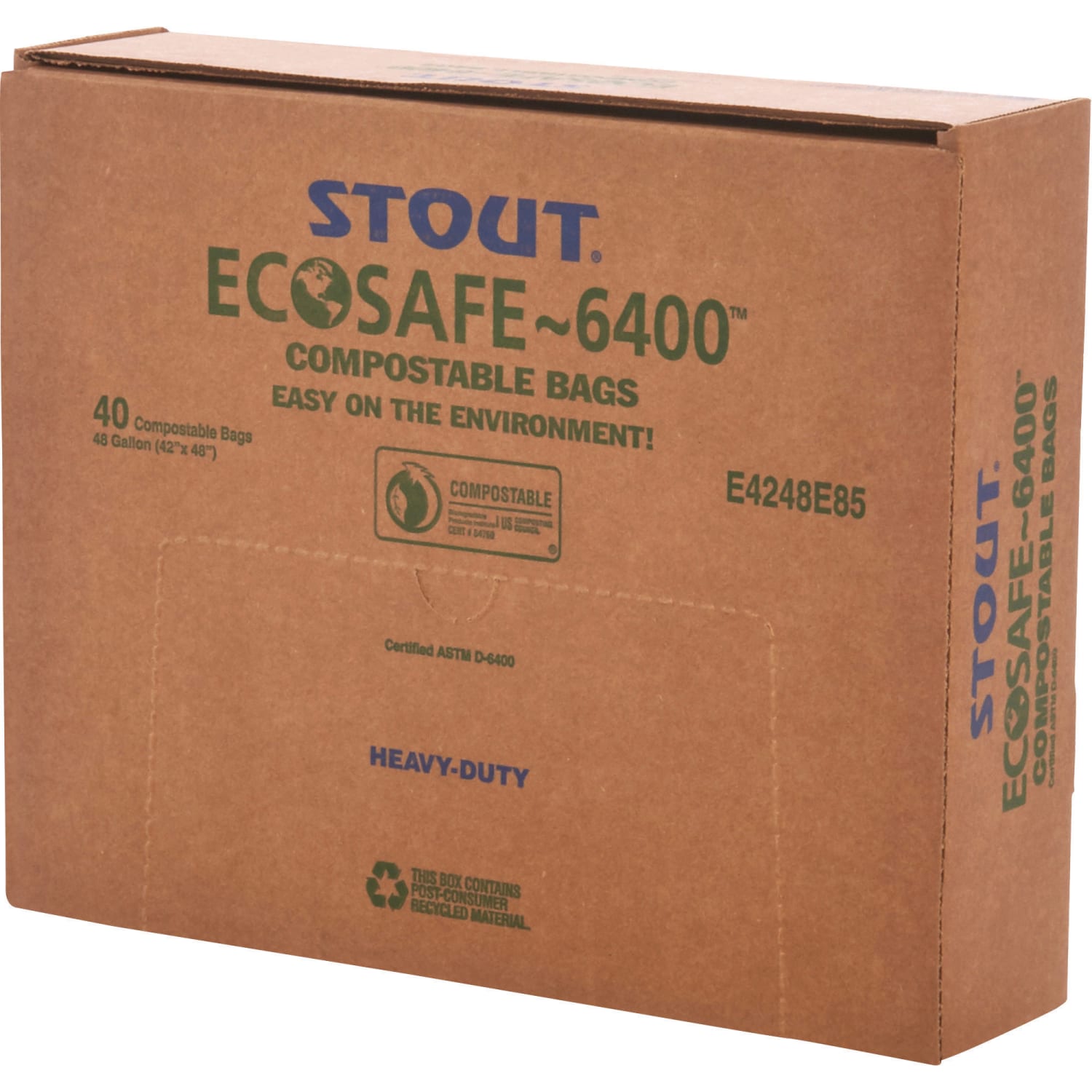 Stout EcoSafe-6400 Compostable Compost Bags, 0.85-mil, 48 Gallons, 42in x 48in, Green, Box Of 40 - Image 3