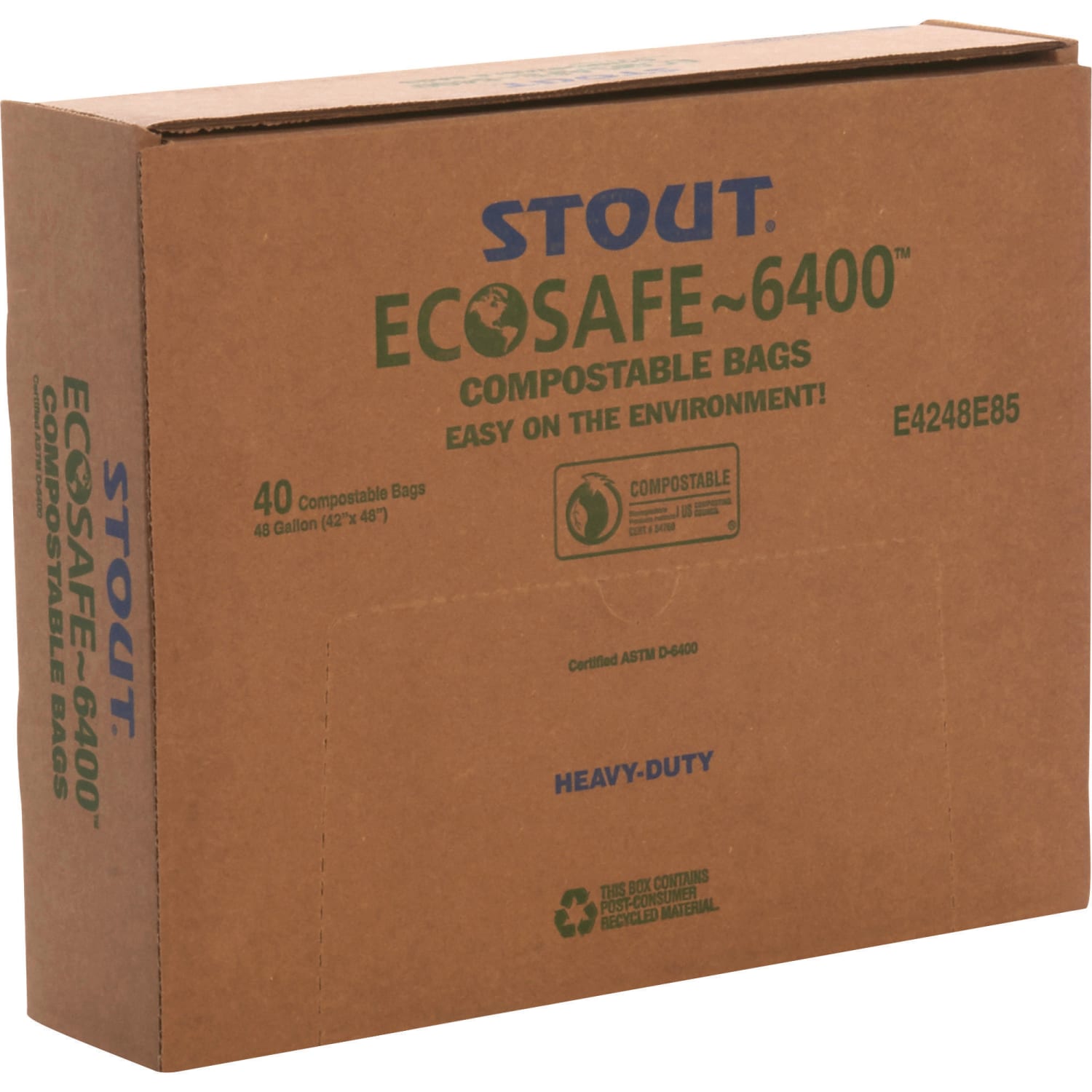 Stout EcoSafe-6400 Compostable Compost Bags, 0.85-mil, 48 Gallons, 42in x 48in, Green, Box Of 40 - Image 4