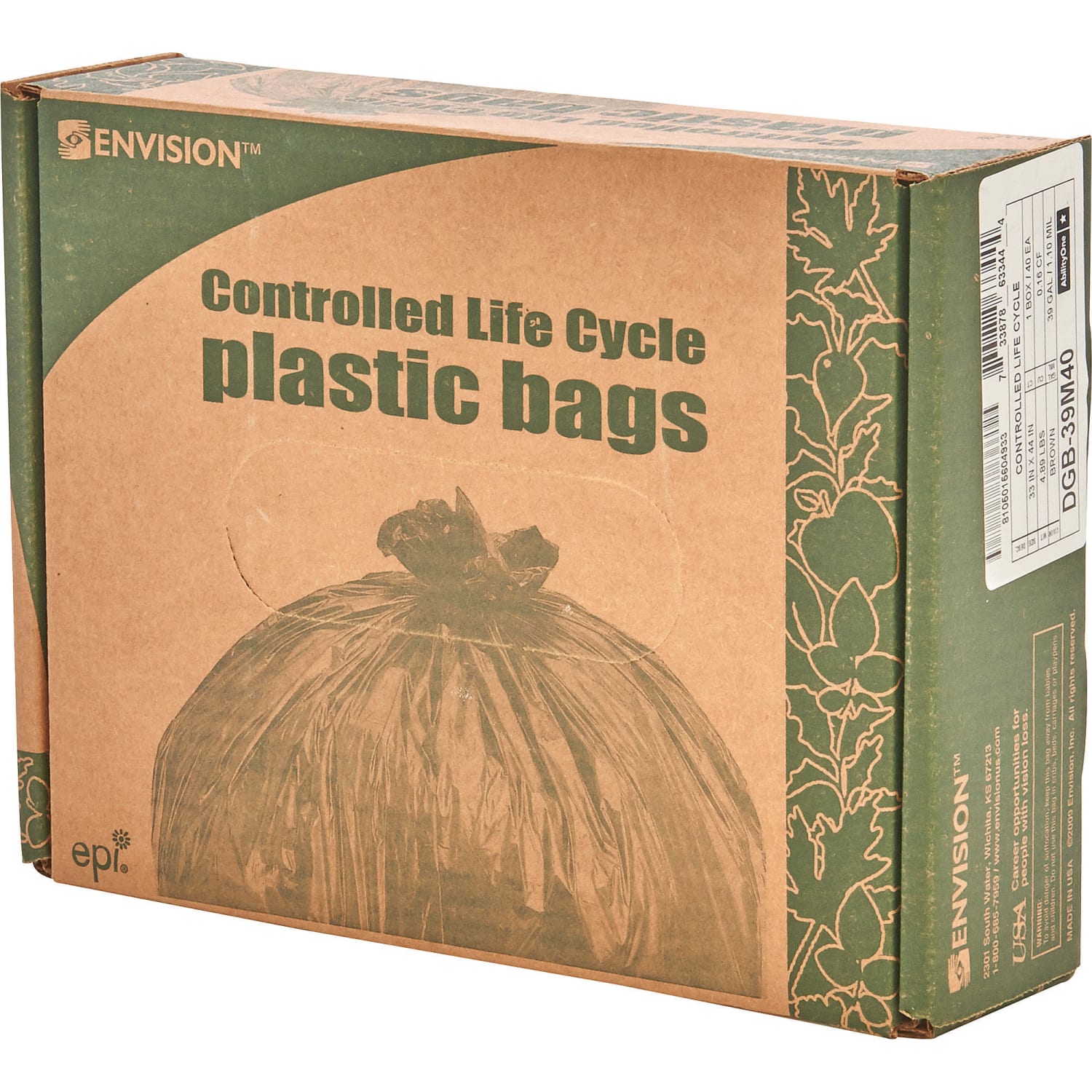 Controlled Life Cycle Trash Garbage Bags, 0.8 mil, 30 Gallon, Brown, Box Of 60 - Image 4