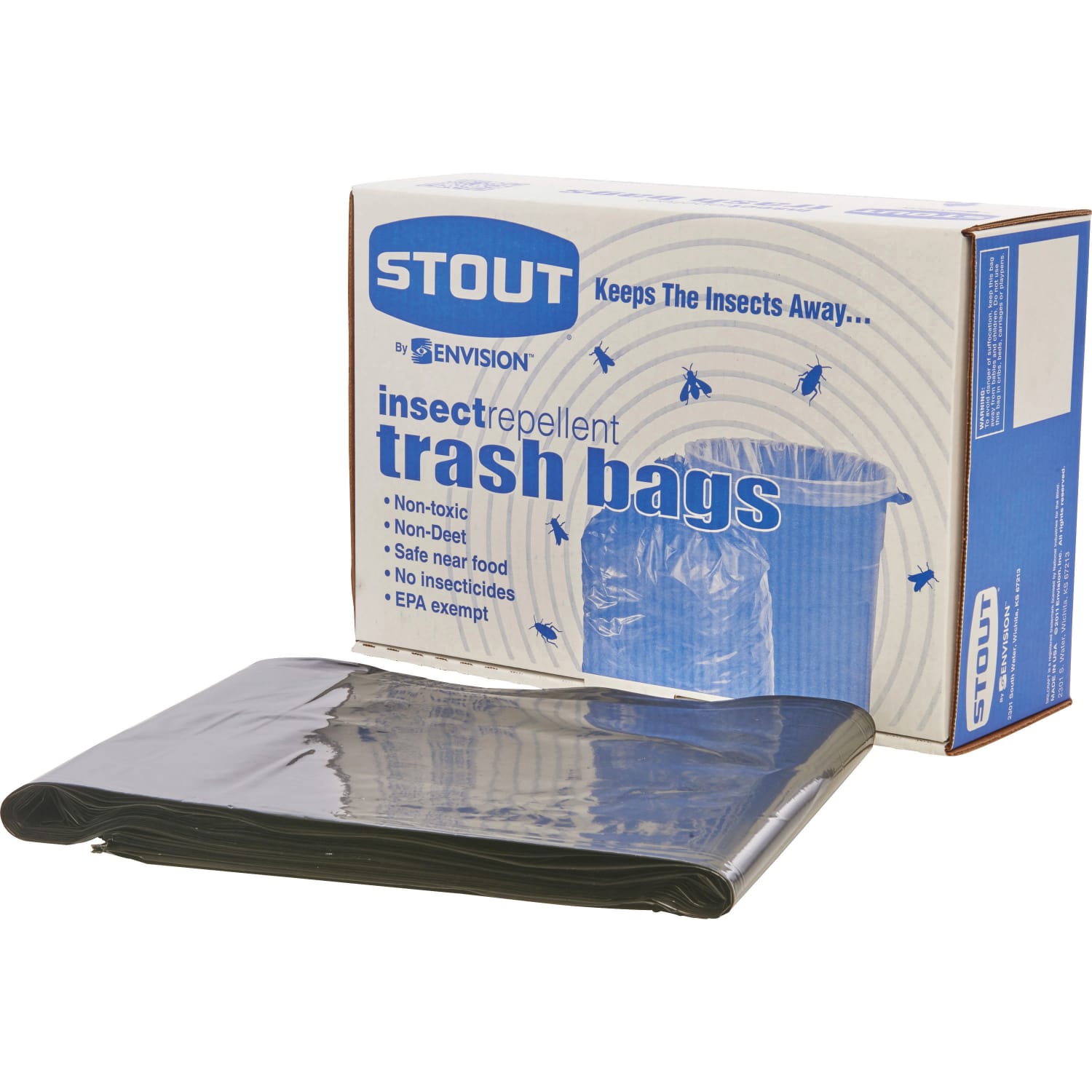 Stout 33% Recycled Insect Repellent Trash Bags, 45 Gallons, 33in x 45in, Black, Box Of 65 - Image 3