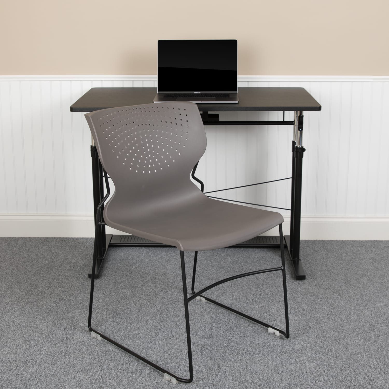 Flash Furniture HERCULES Series Full Back Stack Chairs Gray Set Of 5 Chairs PopularChairscom