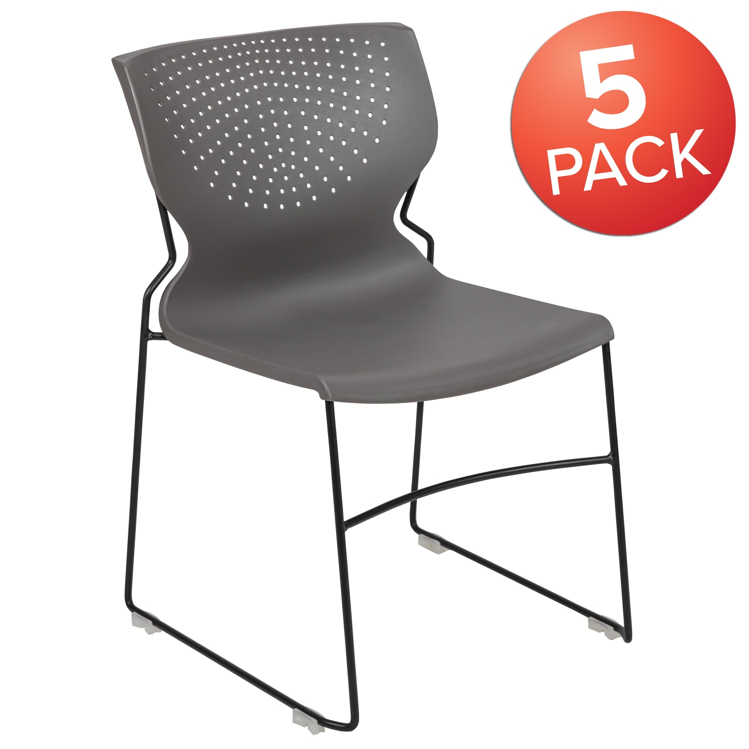 Flash Furniture HERCULES Series Full Back Stack Chairs Gray Set Of 5 Chairs PopularChairscom