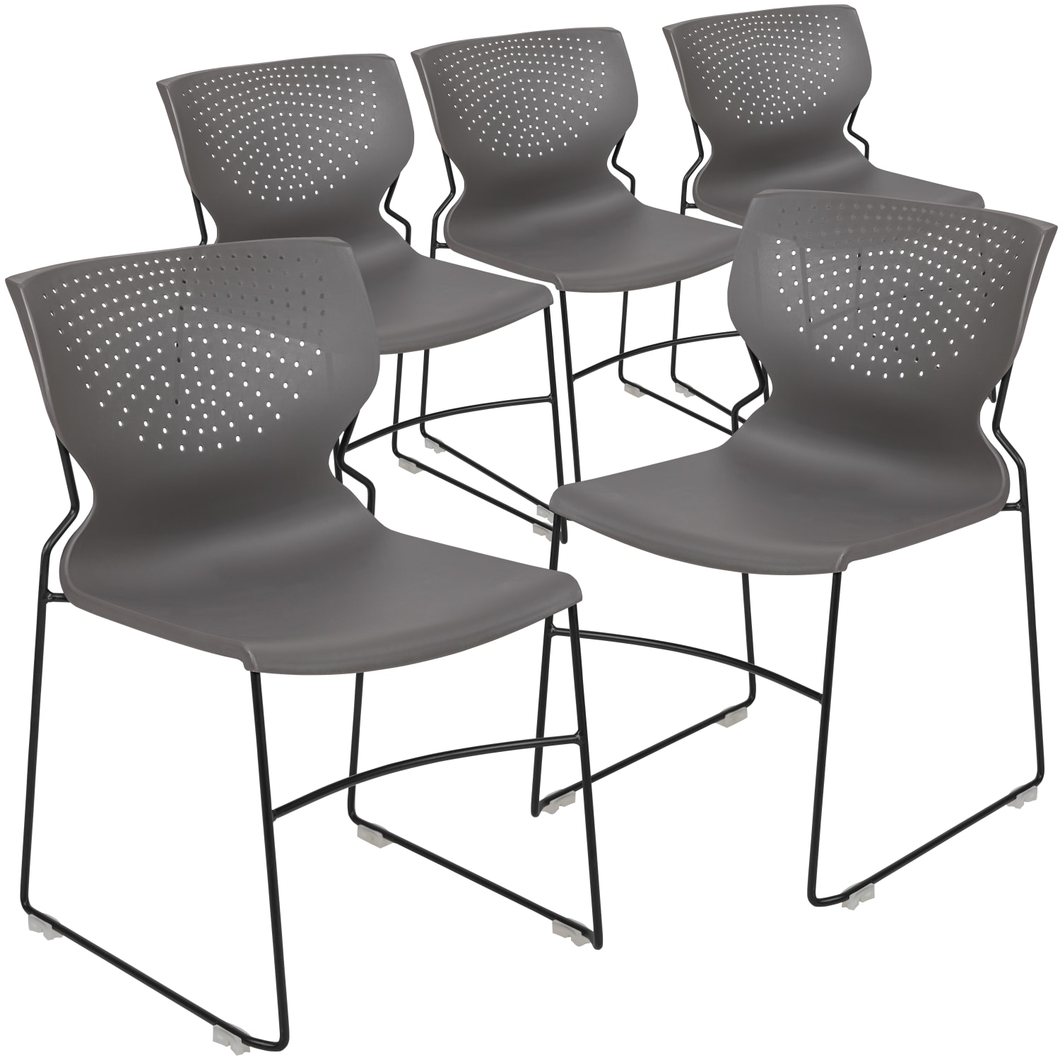 Flash Furniture HERCULES Series Full Back Stack Chairs Gray Set Of 5 Chairs PopularChairscom