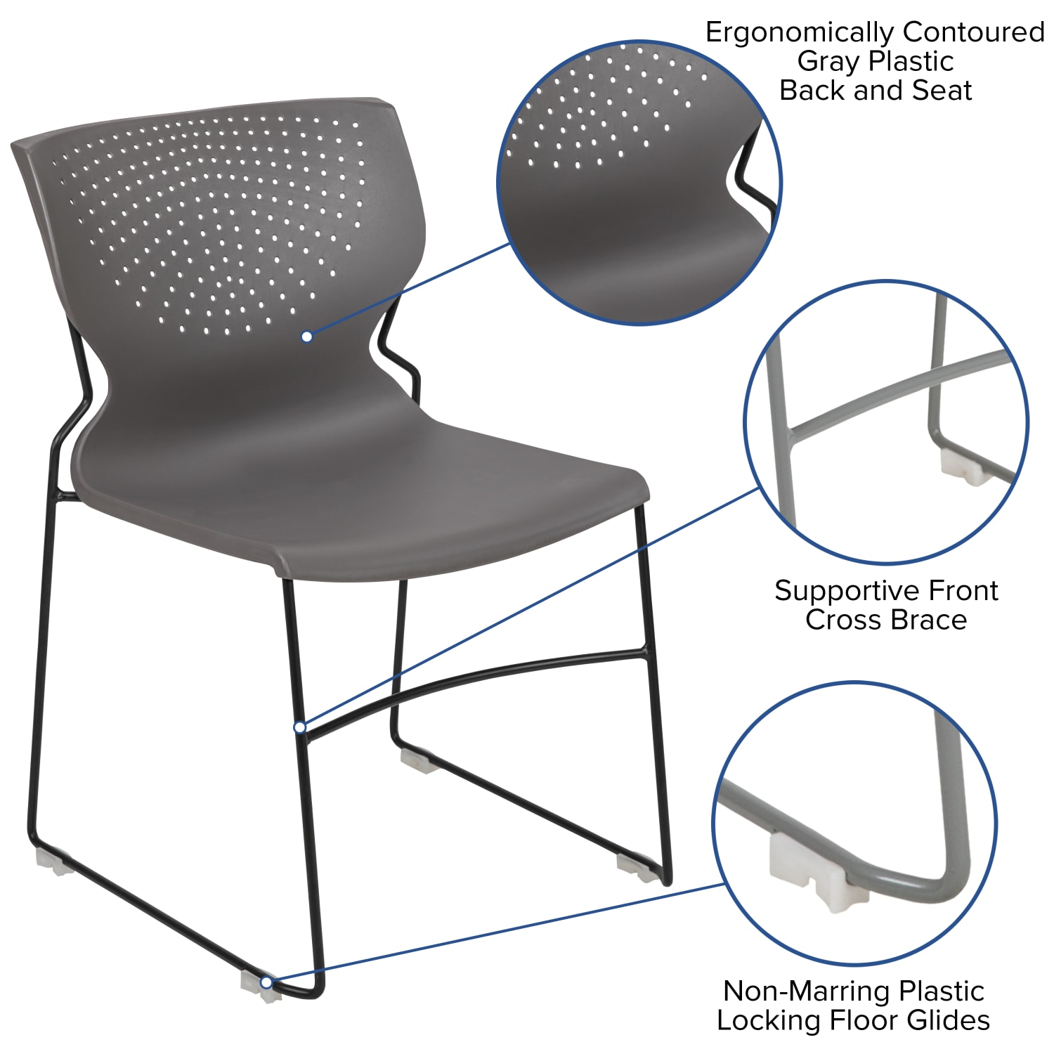 Flash Furniture HERCULES Series Full Back Stack Chairs Gray Set Of 5 Chairs PopularChairscom