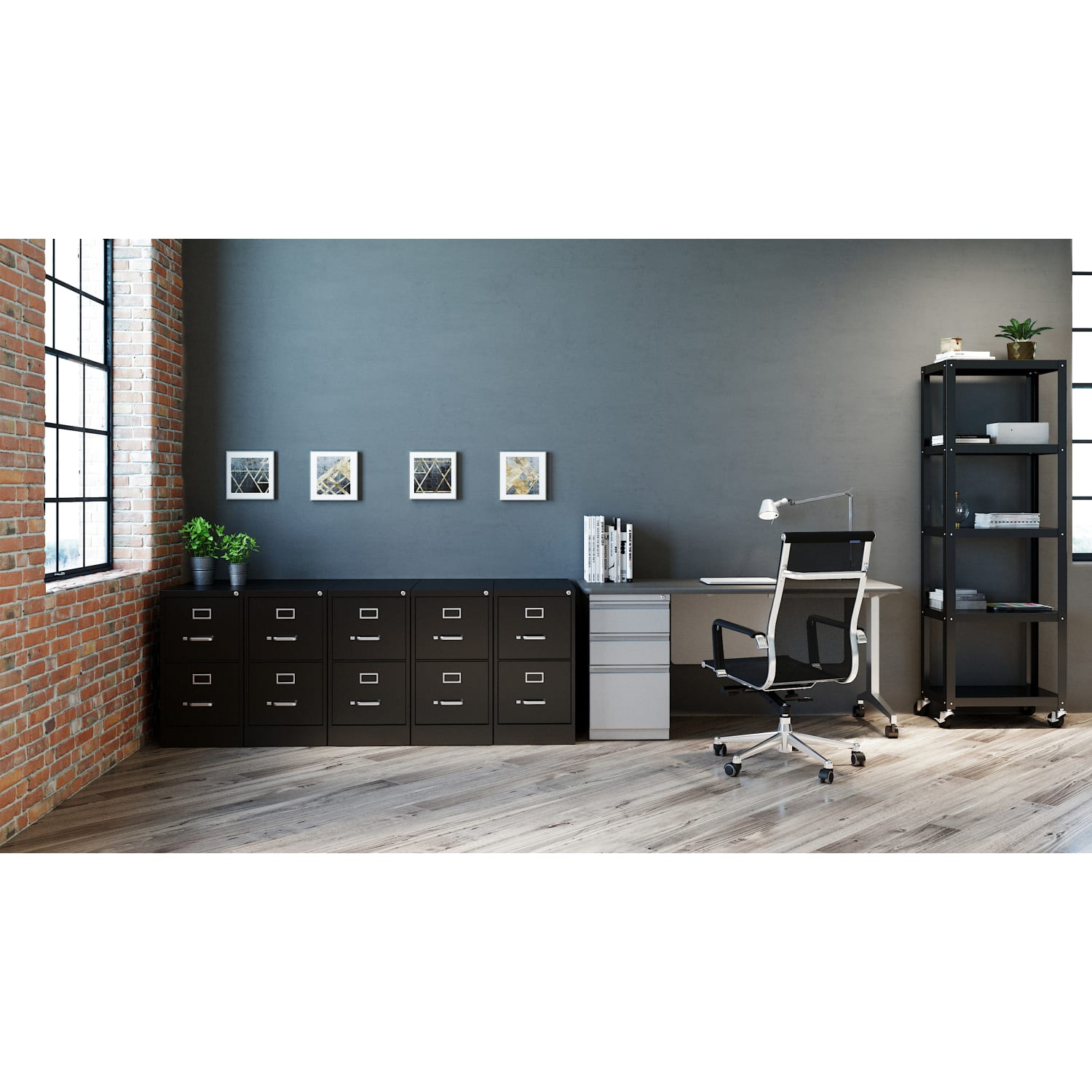 WorkPro 22inD Vertical 2-Drawer File Cabinet, Metal, Black - Image 7