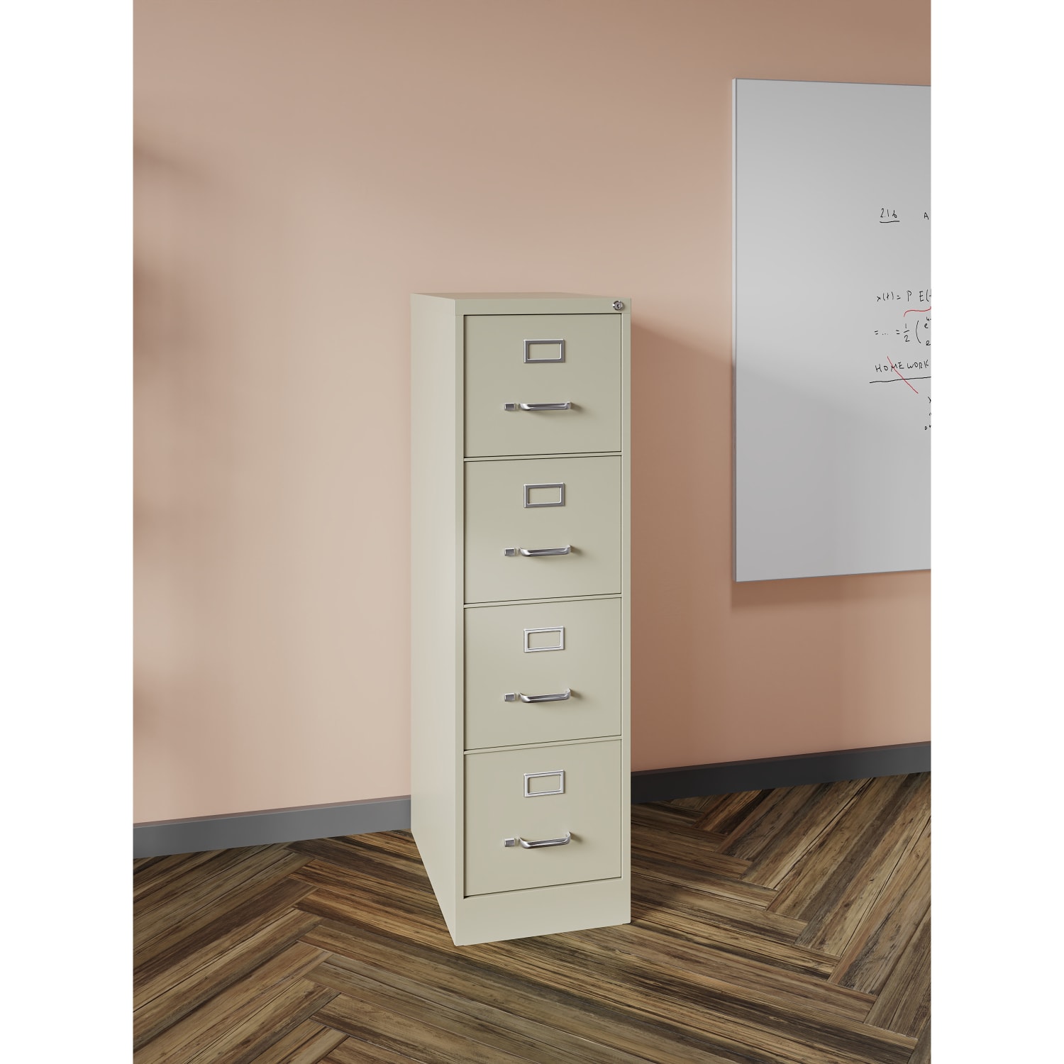 WorkPro 22inD Vertical 4-Drawer Letter-Size File Cabinet, Metal, Putty - Image 6
