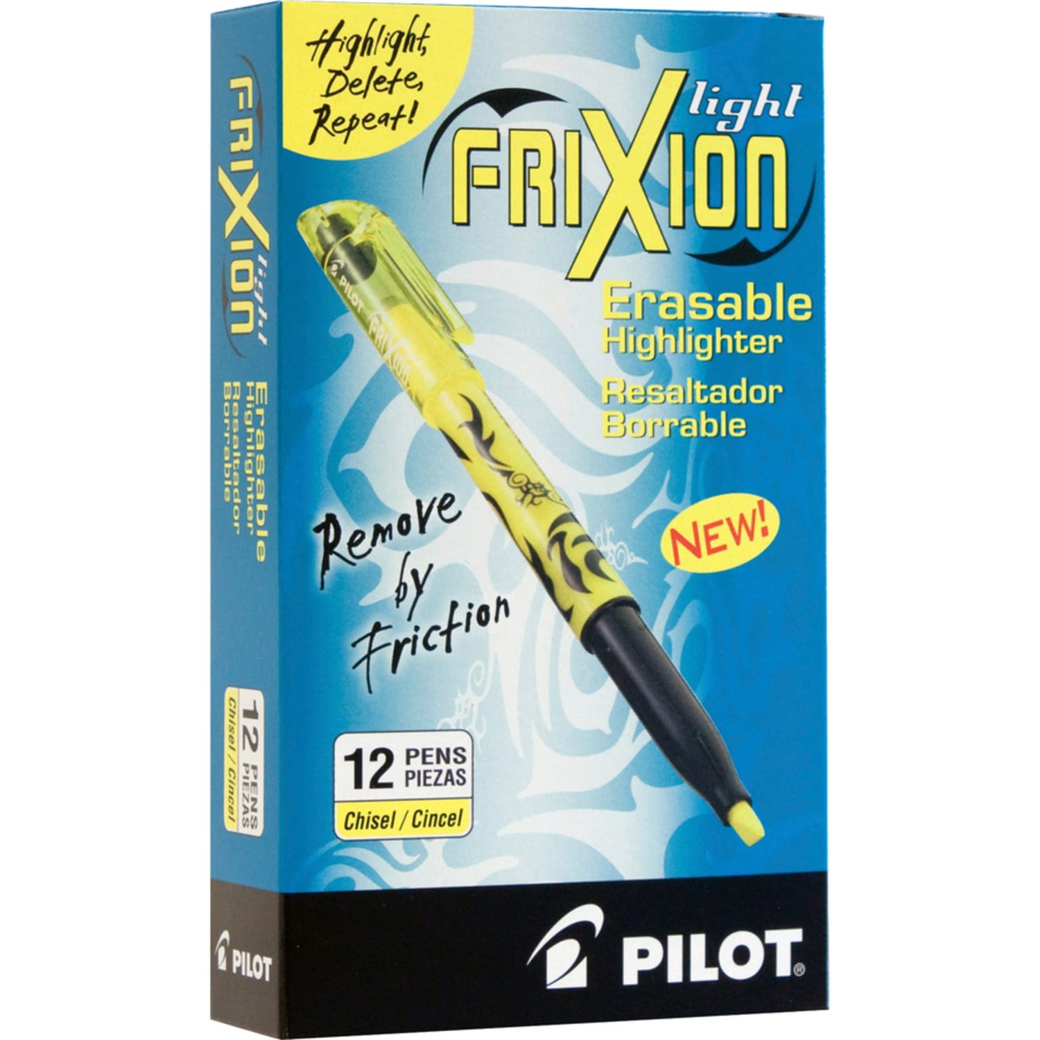 Pilot FriXion Light Erasable Highlighters, Pack of 12, Chisel Tip, Yellow - Image 6
