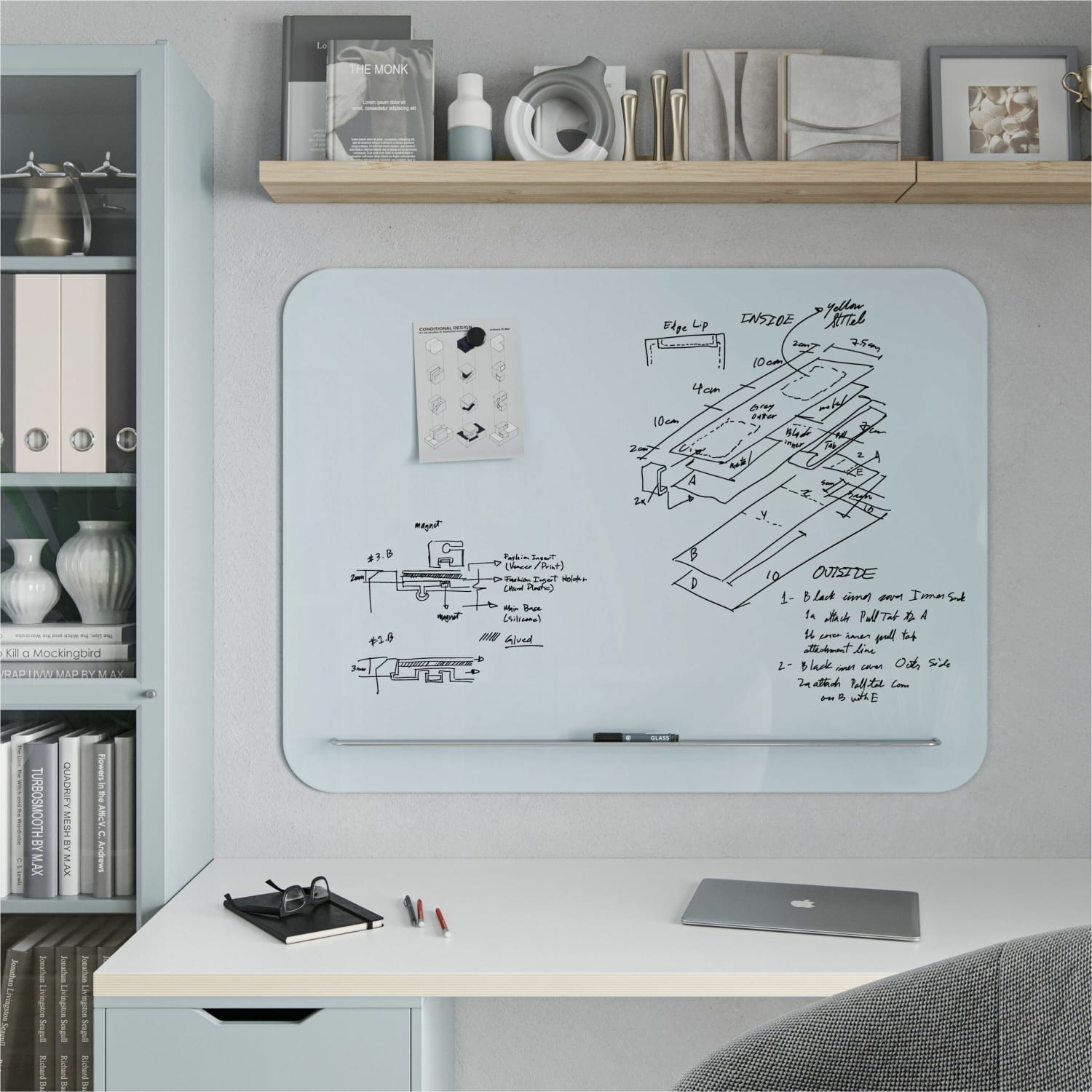 U Brands Magnetic Glass Dry-Erase Board, 48in X 36in, Frameless, Actual Size 47in X 35in (4849U00-01) - Image 4